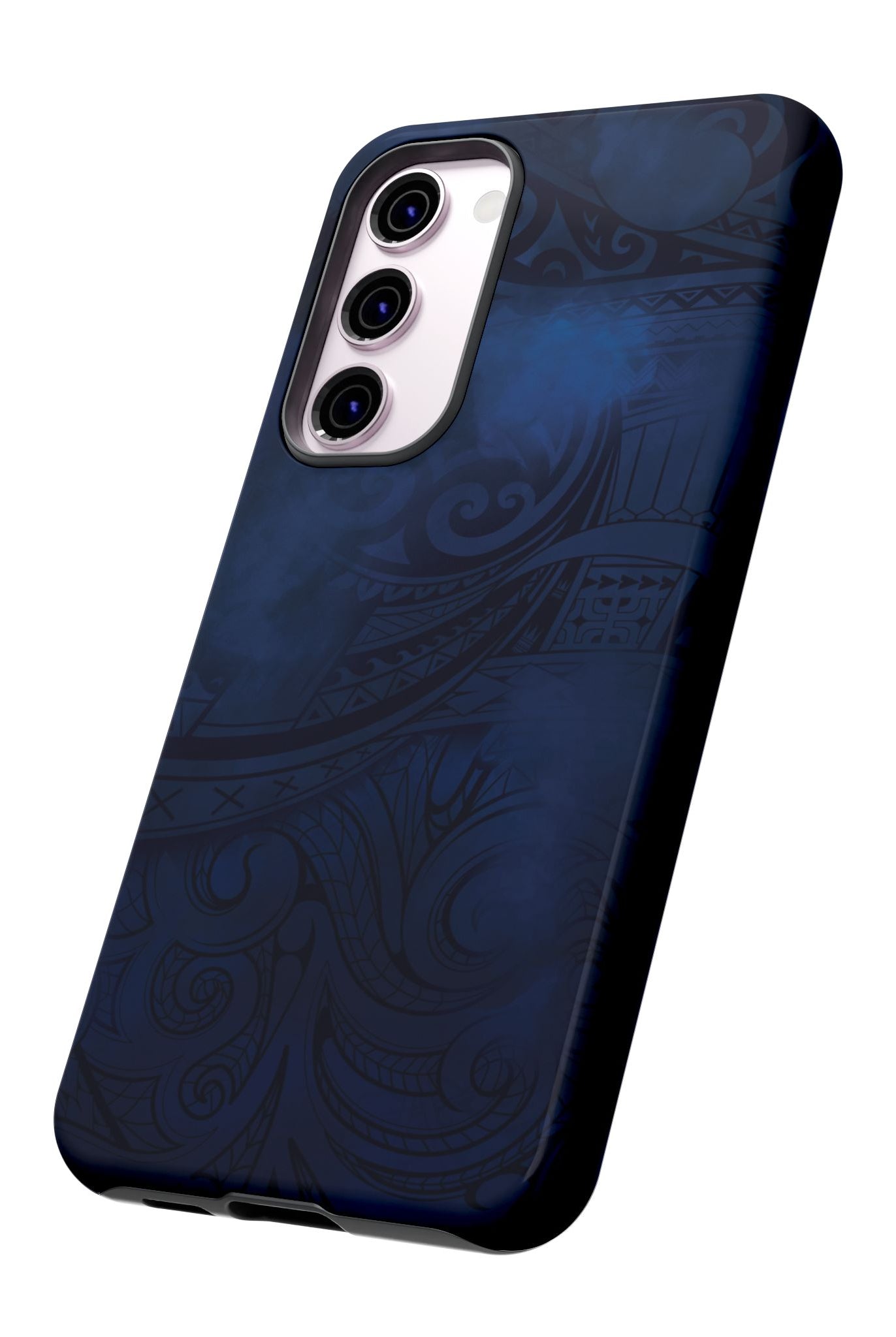 Midnight Essence Tough Samsung Galaxy Case Detail View - Hawaiian Midnight Navy Polynesian Tribal Design Close Up - The Local Banyan
