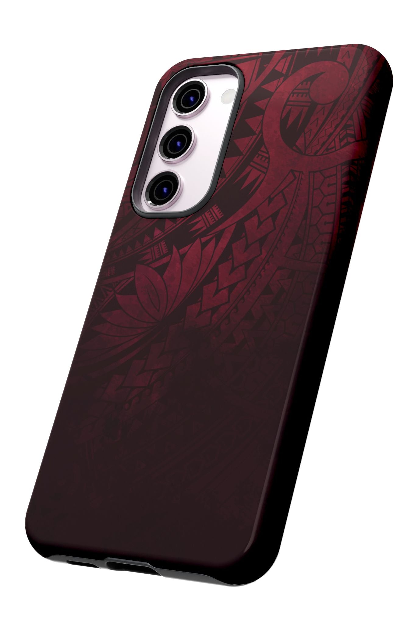 Woman holding Eternal Ember Tough Samsung Galaxy Case - Hawaiian Red Tribal Polynesian Design - The Local Banyan