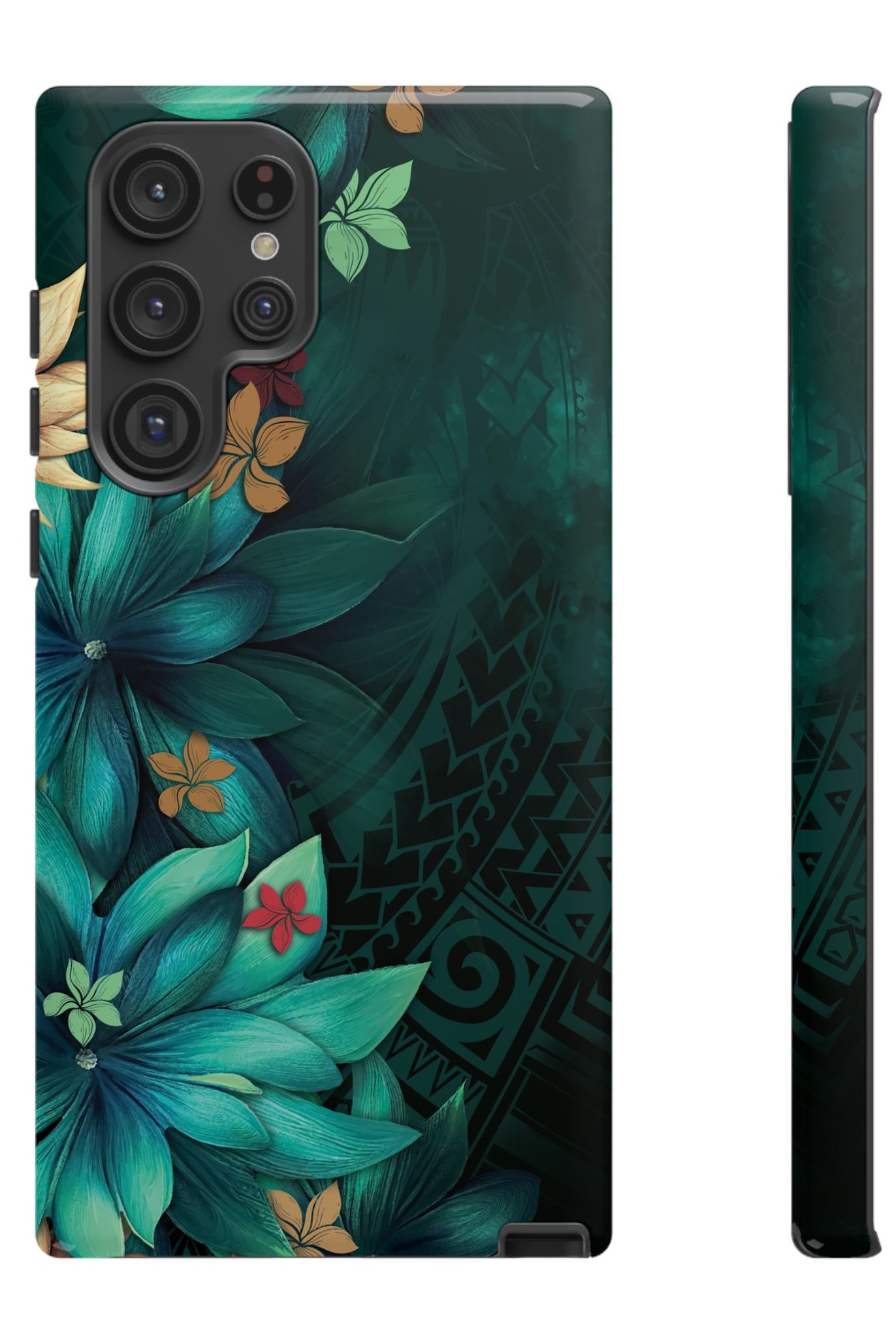 Aloha Whispers Tough Samsung Galaxy Case Side View - Dual Layer Drop Protection Hawaiian Phone Case - The Local Banyan