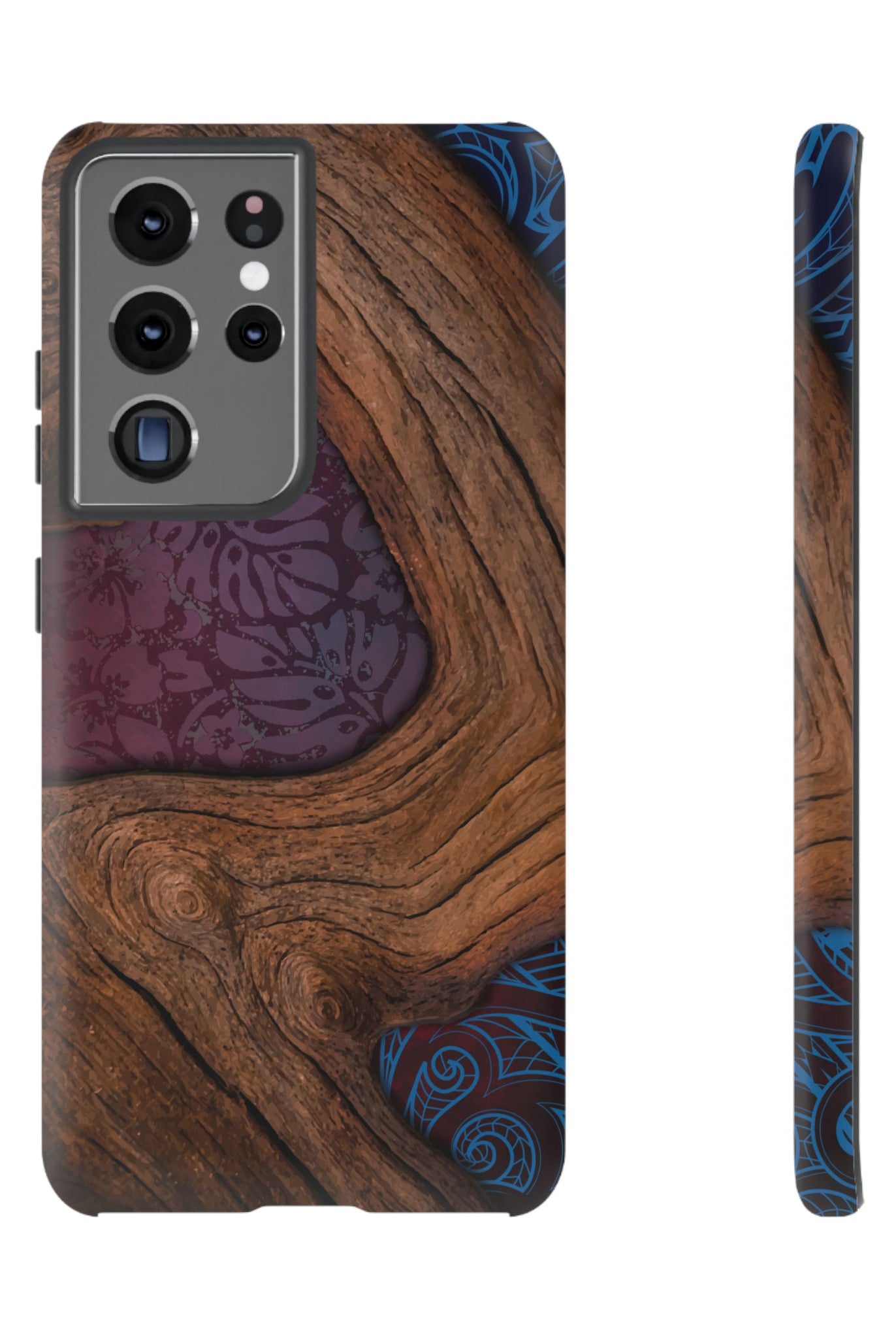 Rooted Tough Samsung Galaxy Case Samsung Galaxy S21 Ultra Matte - Hawaiian Koa Wood Island Strength Tribal Design - The Local Banyan