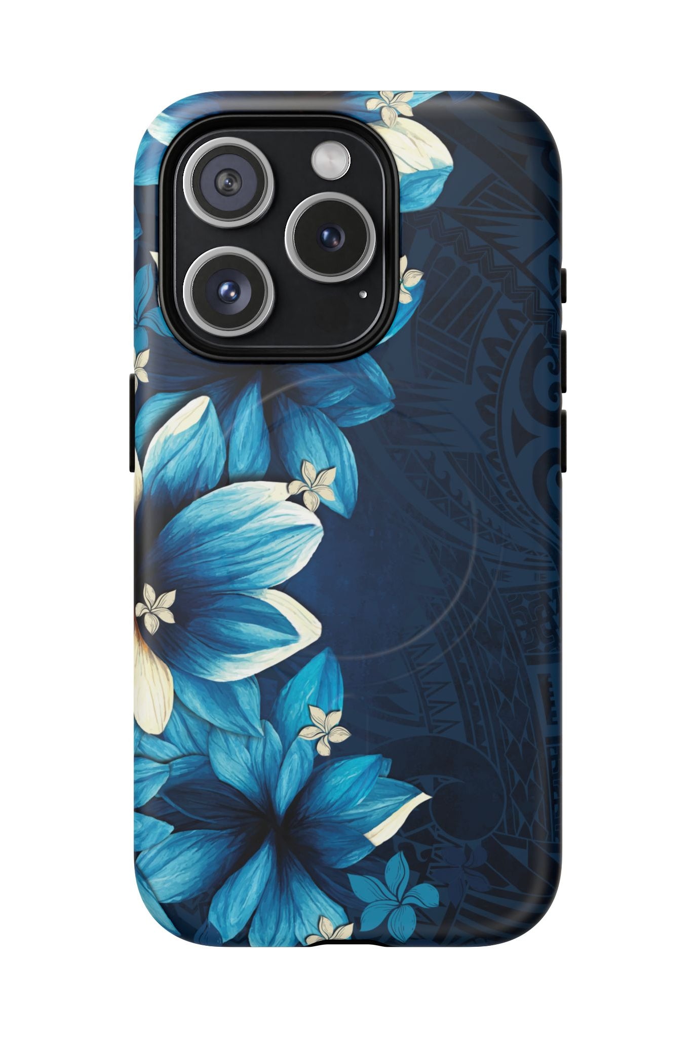 Leilani Nights MagSafe iPhone Case iPhone 15 Pro Matte - Hawaiian Dark Blue Floral Polynesian Design - The Local Banyan