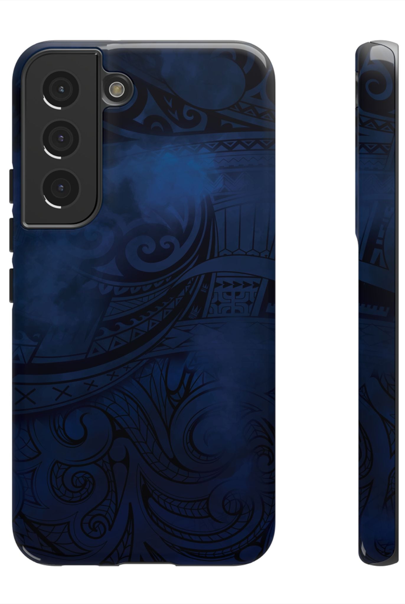 Midnight Essence Tough Samsung Galaxy Case Samsung Galaxy S22 Glossy - Hawaiian Midnight Navy Polynesian Tribal Design - The Local Banyan