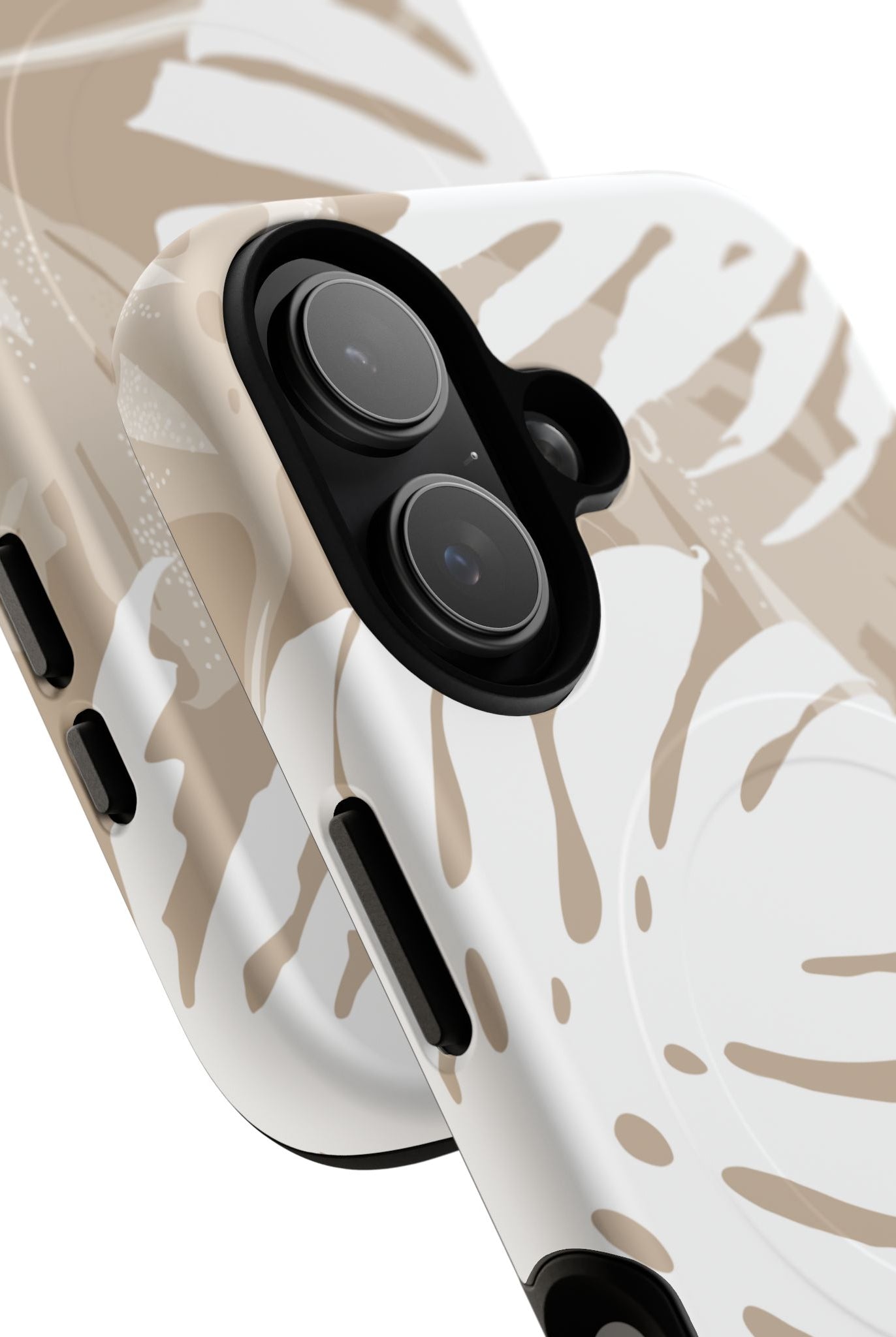 Exotic Monstera MagSafe iPhone Case Detail View - Hawaiian Tropical Monstera Botanical Neutral Design Close Up - The Local Banyan