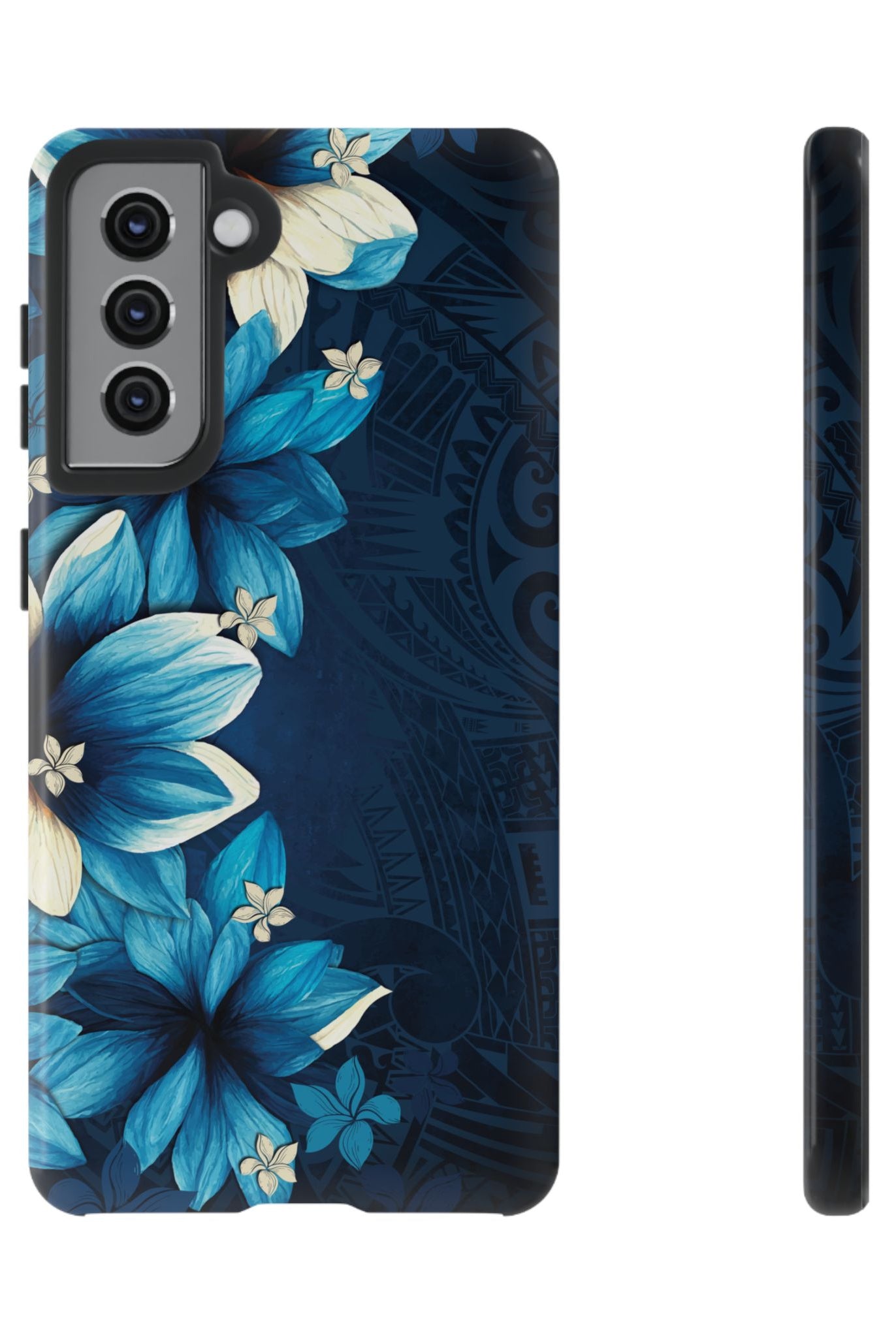 Leilani Nights Tough Samsung Galaxy Case Samsung Galaxy S21 Glossy - Hawaiian Dark Blue Floral Polynesian Design - The Local Banyan