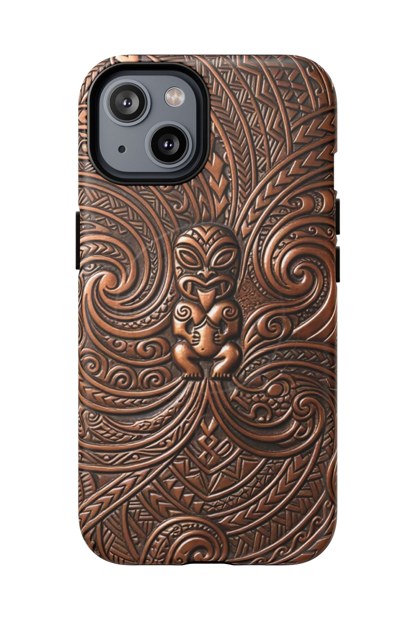 Paa Guardian MagSafe iPhone Case iPhone 14 Matte - Hawaiian Copper Carved Tiki Polynesian Design - The Local Banyan