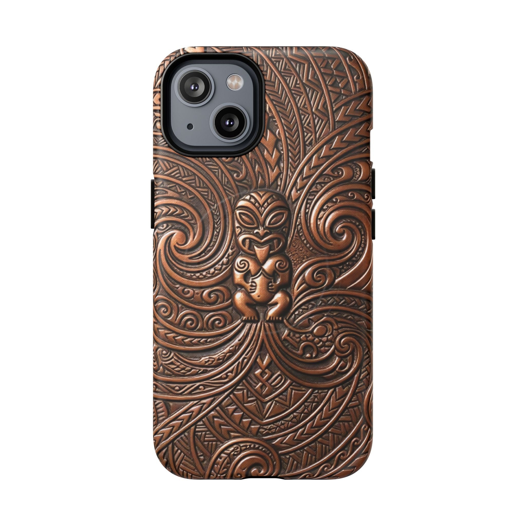 Paa Guardian MagSafe iPhone Case iPhone 14 Matte - Hawaiian Copper Carved Tiki Polynesian Design - The Local Banyan