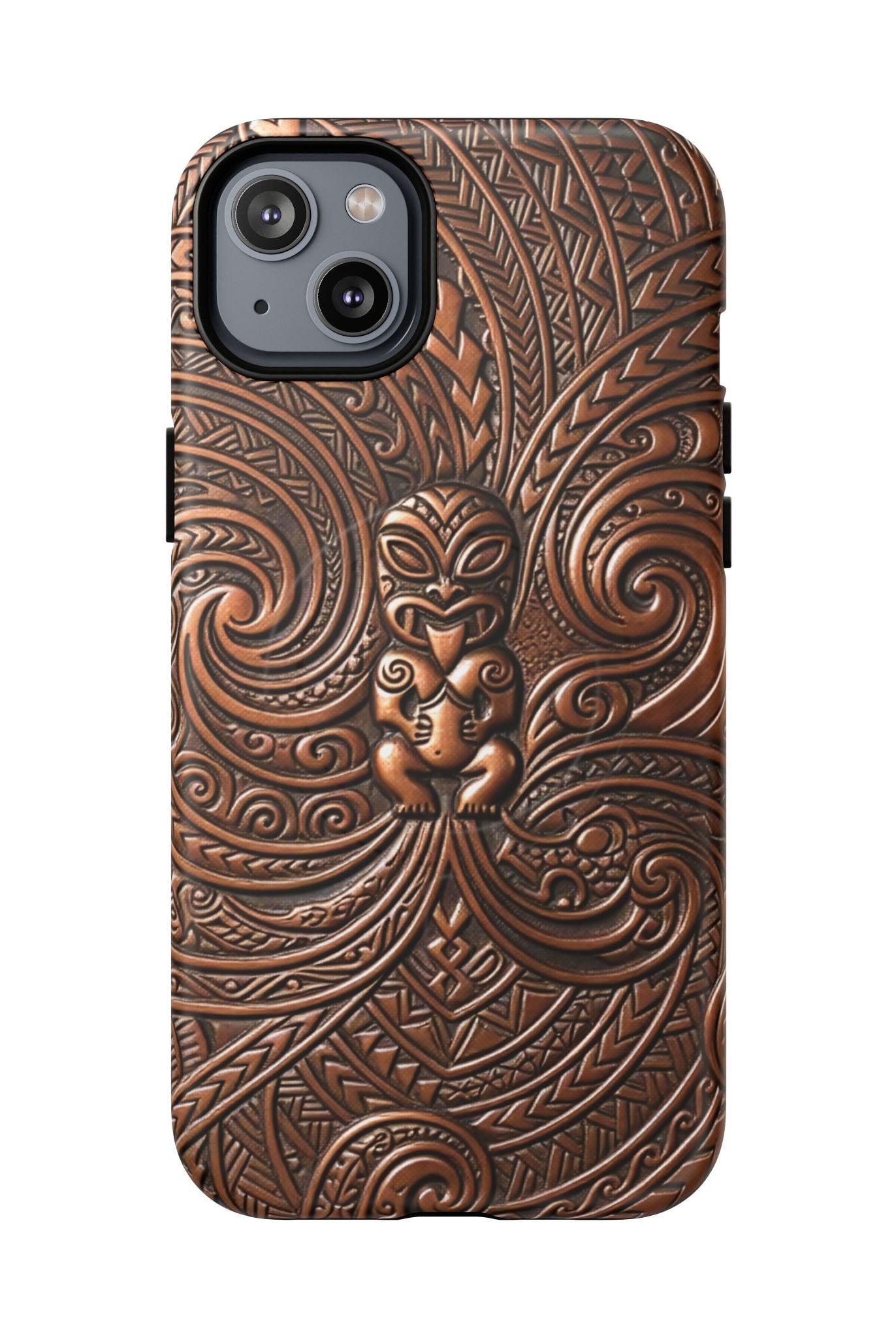 Paa Guardian MagSafe iPhone Case iPhone 14 Plus Matte - Hawaiian Copper Carved Tiki Polynesian Design - The Local Banyan