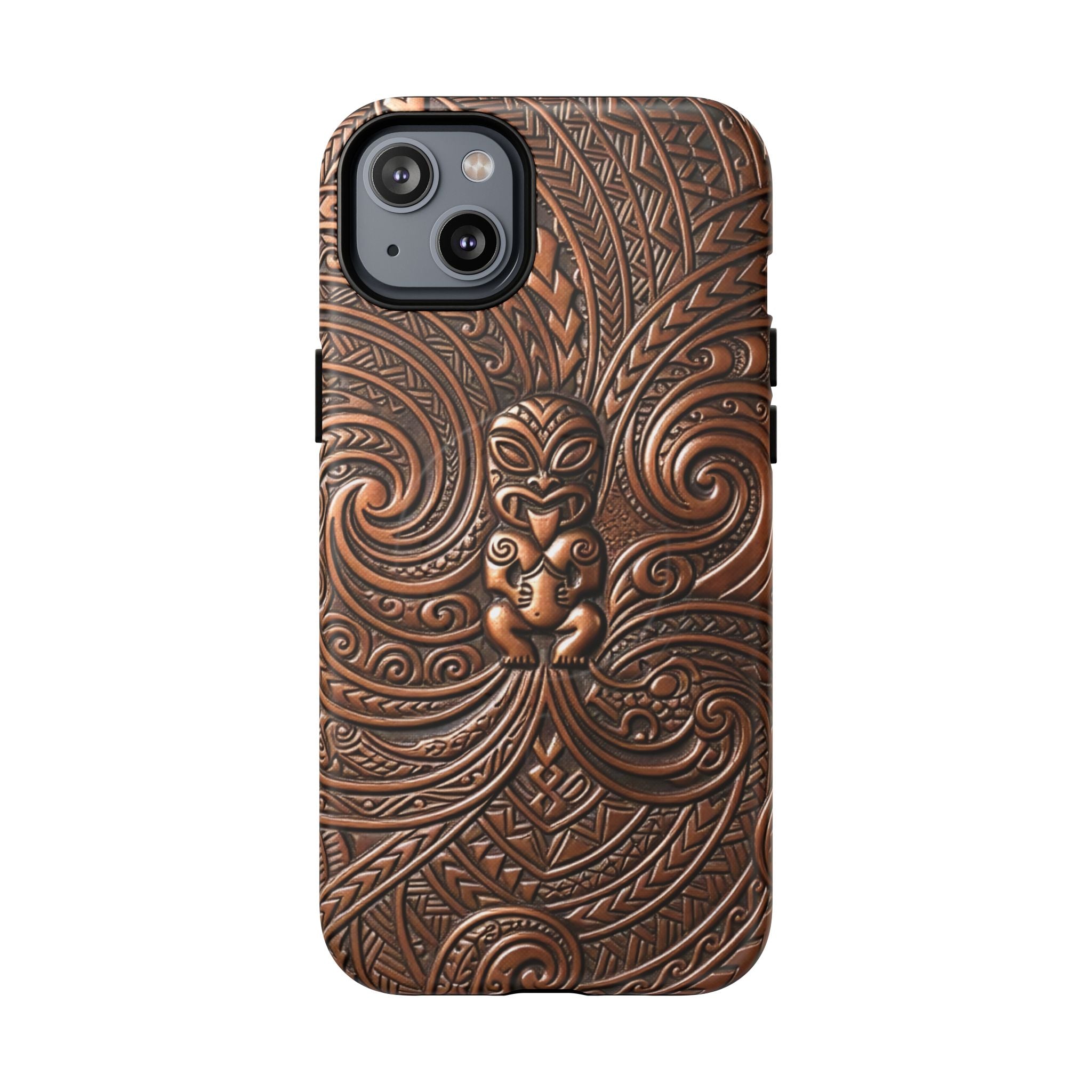 Paa Guardian MagSafe iPhone Case iPhone 14 Plus Matte - Hawaiian Copper Carved Tiki Polynesian Design - The Local Banyan
