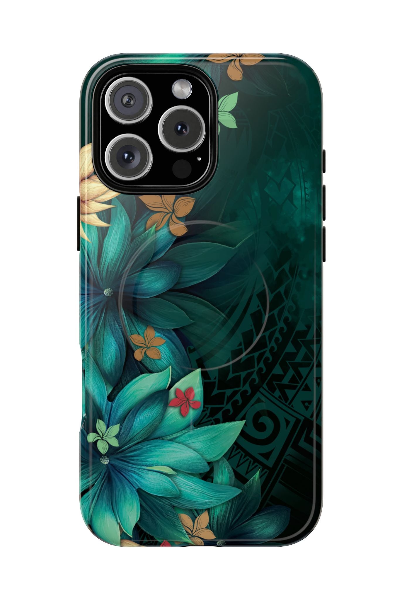 Aloha Whispers MagSafe iPhone Case iPhone 16 Pro Max Glossy - Hawaiian Abstract Green Floral Polynesian Design - The Local Banyan