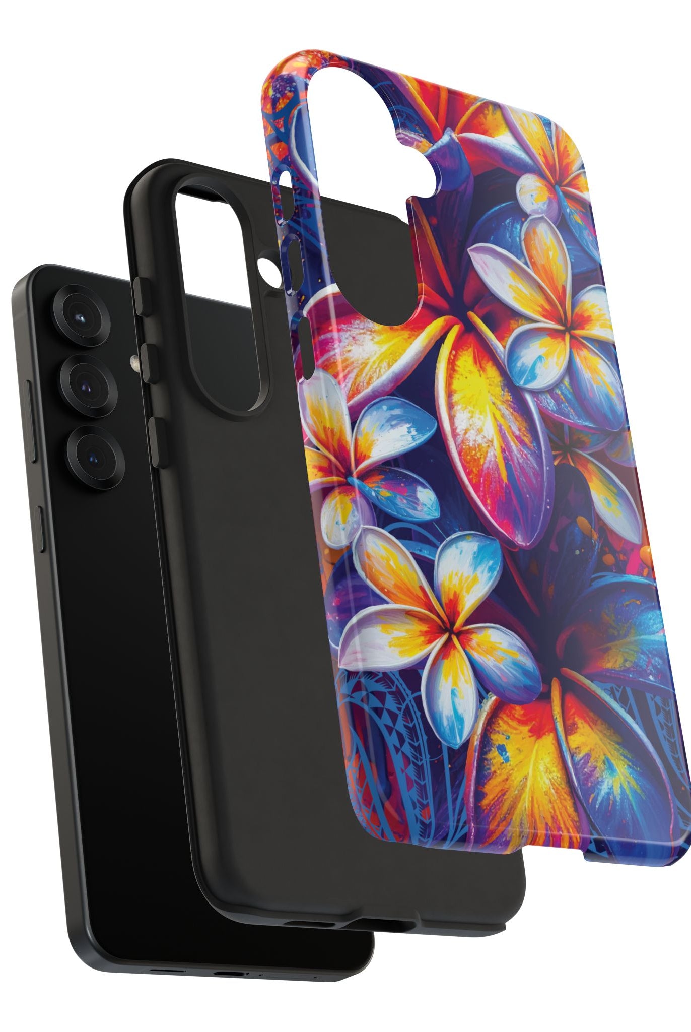 Sunset Ink Tough Samsung Galaxy Case Detail View - Hawaiian Plumeria Street Art Graffiti Tropical Design Close Up - The Local Banyan