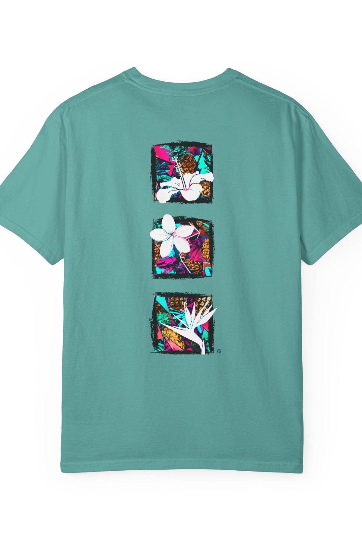 Pineapple Blossom Garment Dyed Tee Topaz Blue 4XL The Local Banyan