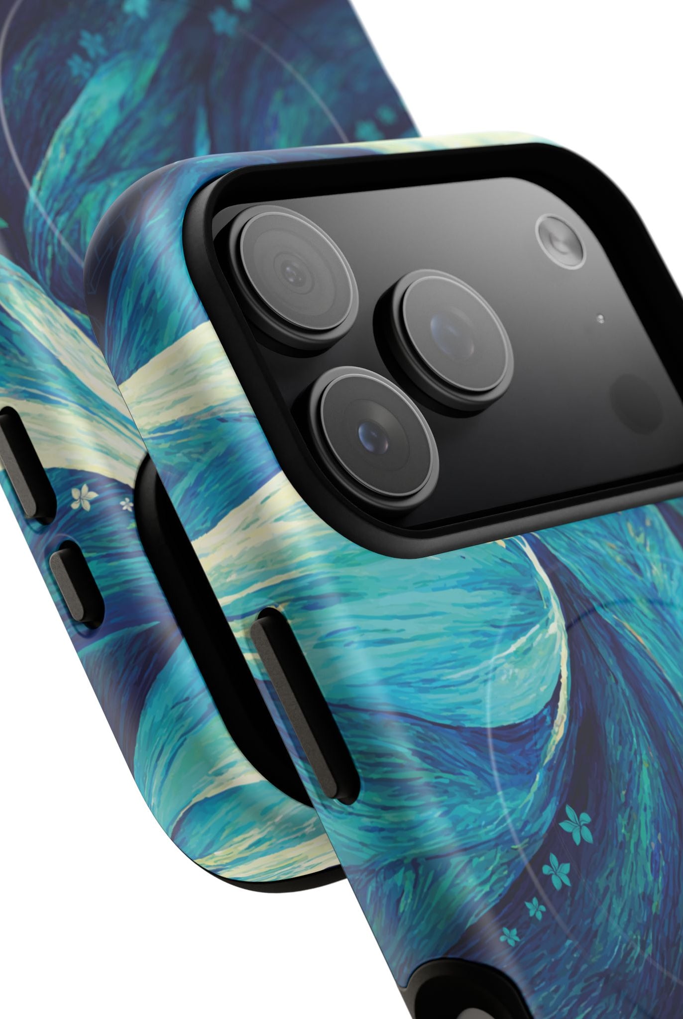 Eternal Mana MagSafe iPhone Case Detail View - Hawaiian Ocean Wave Polynesian Tribal Design Close Up - The Local Banyan