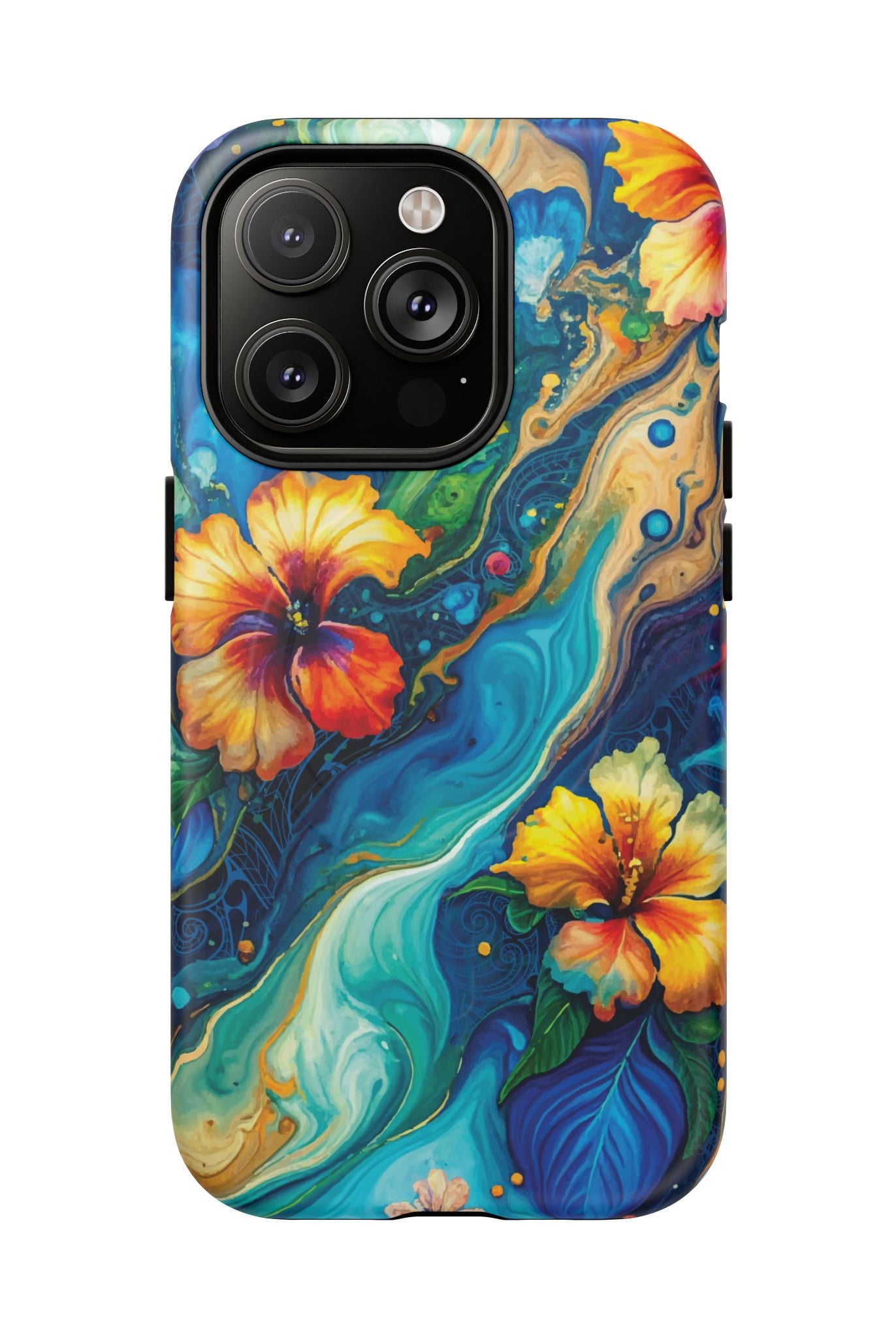 Aloalo Drift MagSafe iPhone Case iPhone 14 Pro Matte - Hawaiian Hibiscus Teal Ocean Wave Design - The Local Banyan