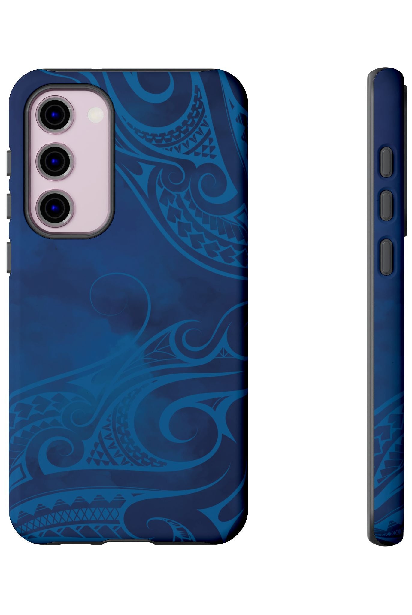 Kai Legacy Tough Samsung Galaxy Case Detail View - Hawaiian Ocean Blue Polynesian Tribal Design Close Up - The Local Banyan