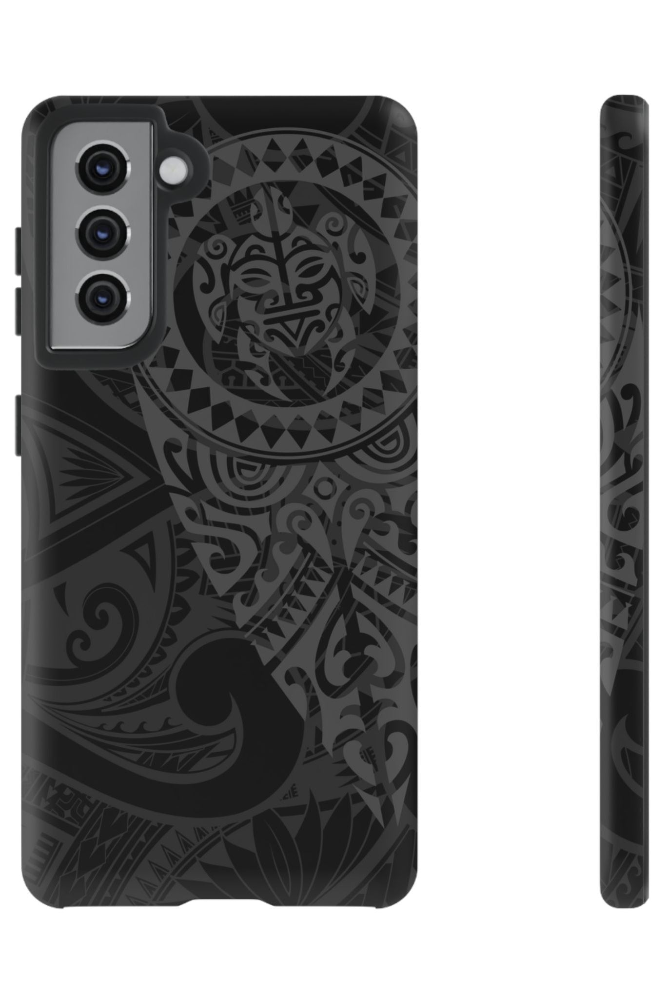 Tribal Guardian Tough Samsung Galaxy Case Samsung Galaxy S21 Matte - Hawaiian Black on Black Polynesian Tribal Design - The Local Banyan