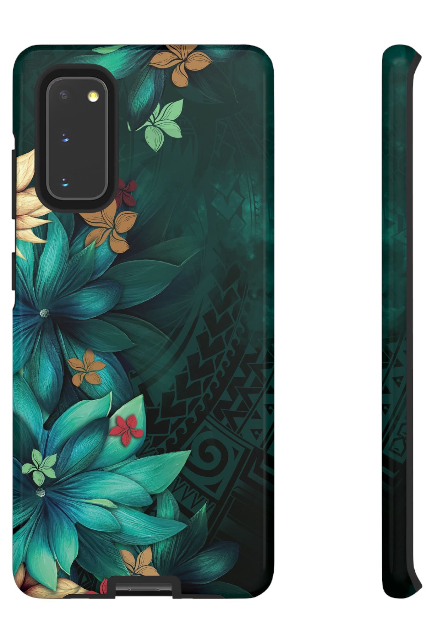 Aloha Whispers Tough Samsung Galaxy Case Samsung Galaxy S20 Glossy - Hawaiian Abstract Green Floral Polynesian Design - The Local Banyan
