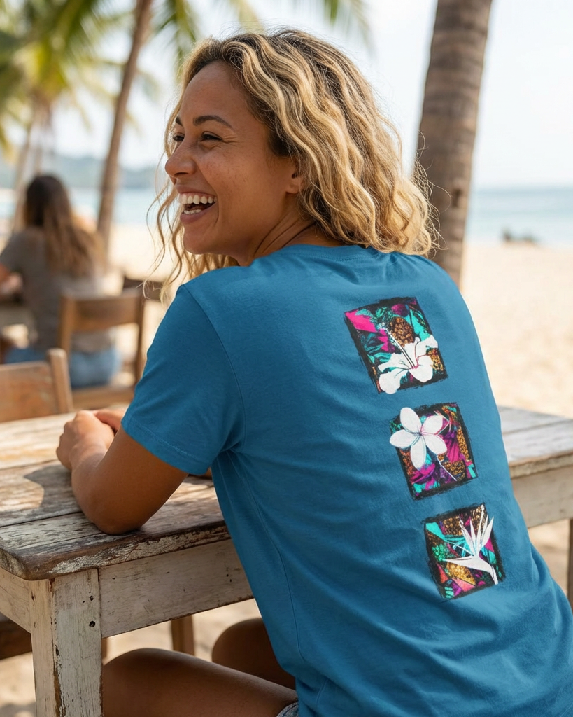 Pineapple Blossom Triad Soft Style Tee T-Shirt Antique Sapphire S