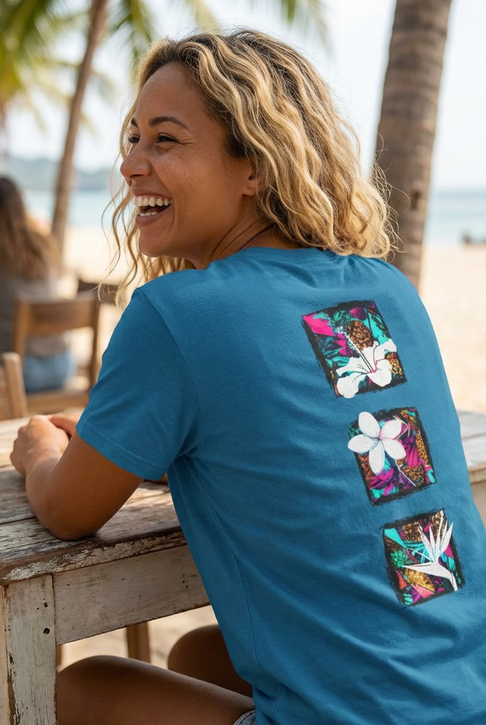 Pineapple Blossom Triad Soft Style Tee T-Shirt Antique Sapphire S