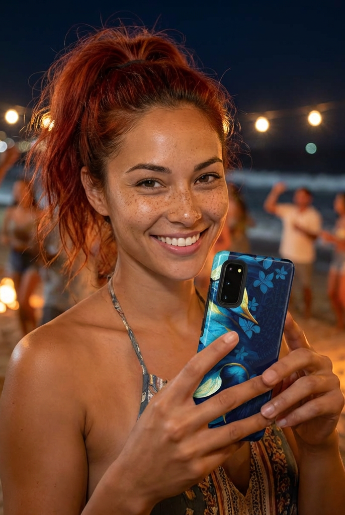 Po Mahina Tough Samsung Galaxy Case Samsung Galaxy S20 Glossy - Hawaiian Moonlit Teal Gold Floral Design - The Local Banyan