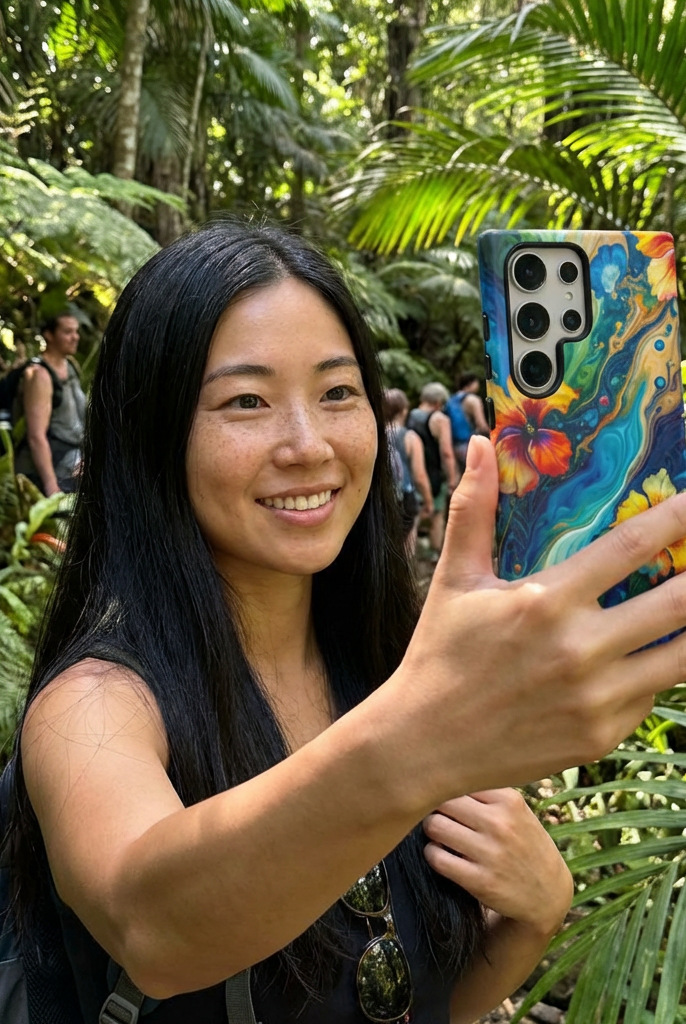 Aloalo Drift Tough Samsung Galaxy Case Samsung Galaxy S24 Ultra Matte - Hawaiian Hibiscus Teal Ocean Wave Design - The Local Banyan