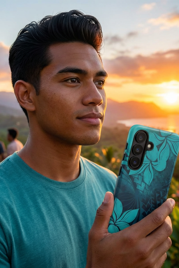 Moana Bloom Tough Samsung Galaxy Case Samsung Galaxy S26 Matte - Hawaiian Teal Plumeria Ocean Tribal Design - The Local Banyan