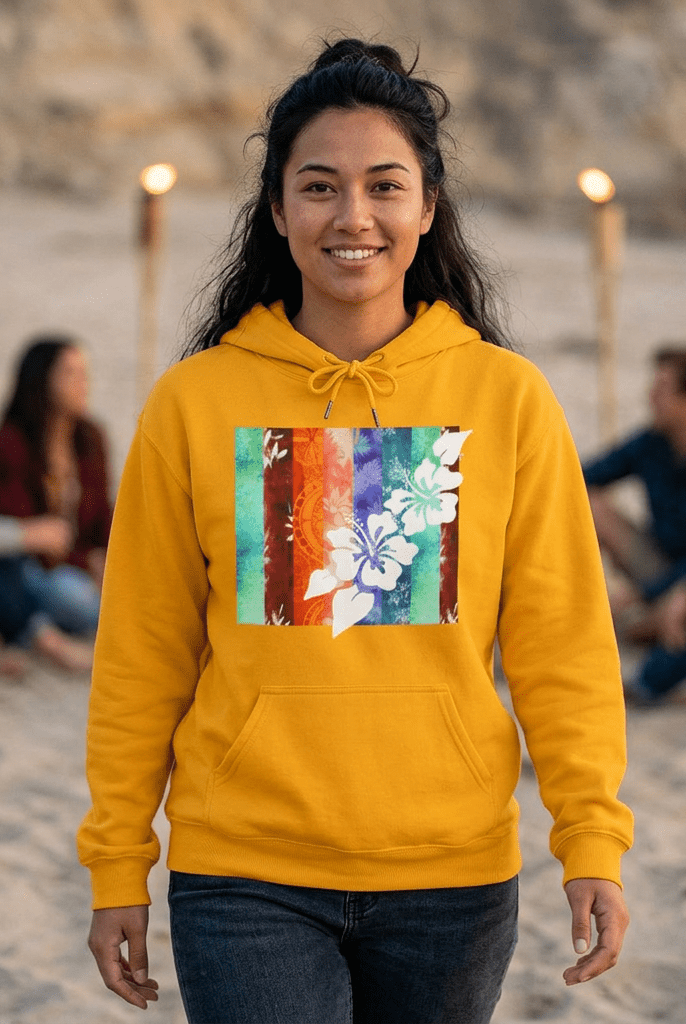 Tropical Vibes Heavy Blend Hooded Sweatshirt Gold S The Local Banyan