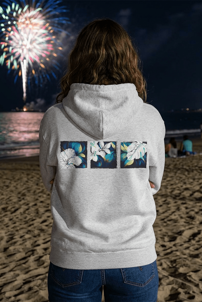 Coastal Bloom Heavy Blend Hooded Sweatshirt White S The Local Banyan
