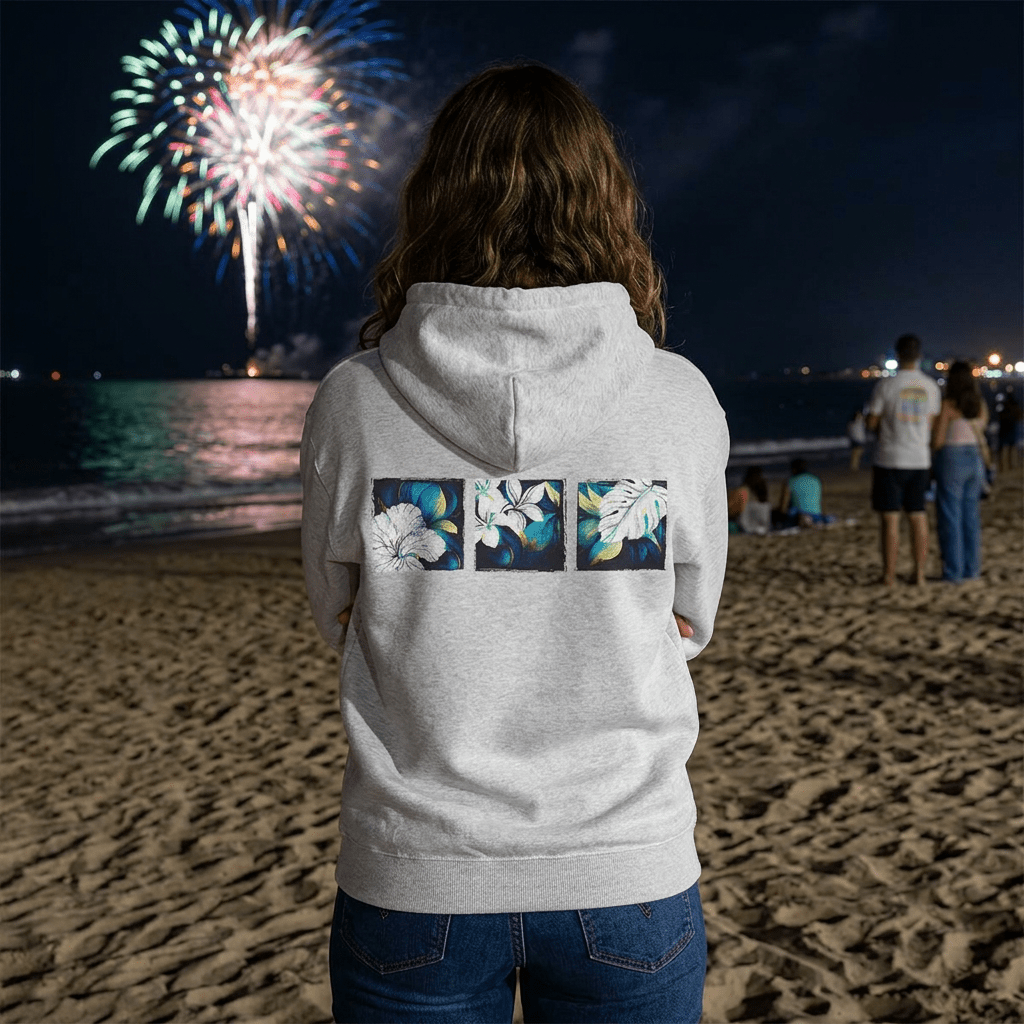 Coastal Bloom Heavy Blend Hooded Sweatshirt White S The Local Banyan