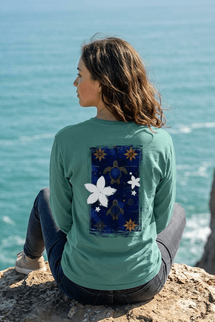 Tapa Hōkū Honu Garment Dyed Long Sleeve Tee White S The Local Banyan