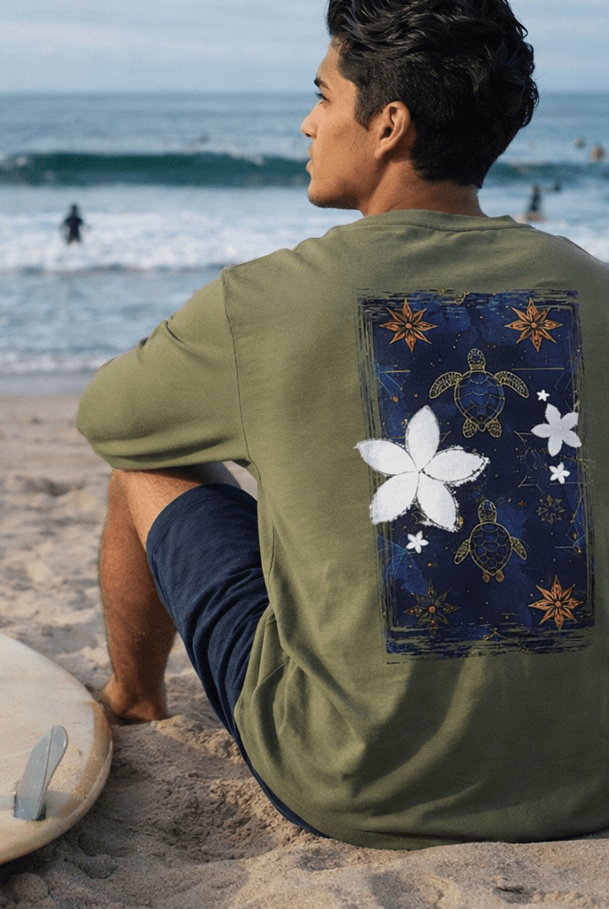 Tapa Hōkū Honu Garment Dyed Long Sleeve Tee Seafoam S The Local Banyan