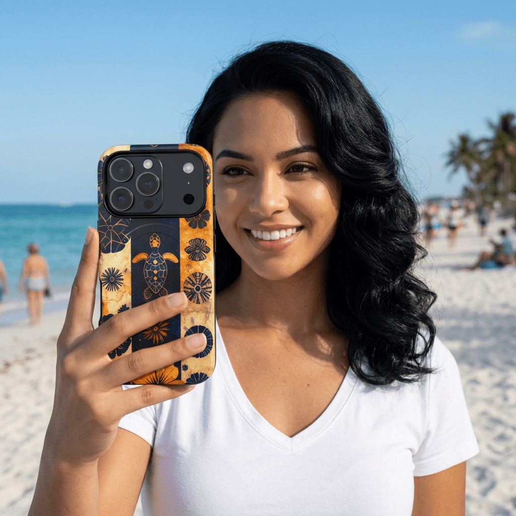 Tapa Pua Lehua Honu Magnetic Case for iPhone iPhone 17 Pro Matte The Local Banyan