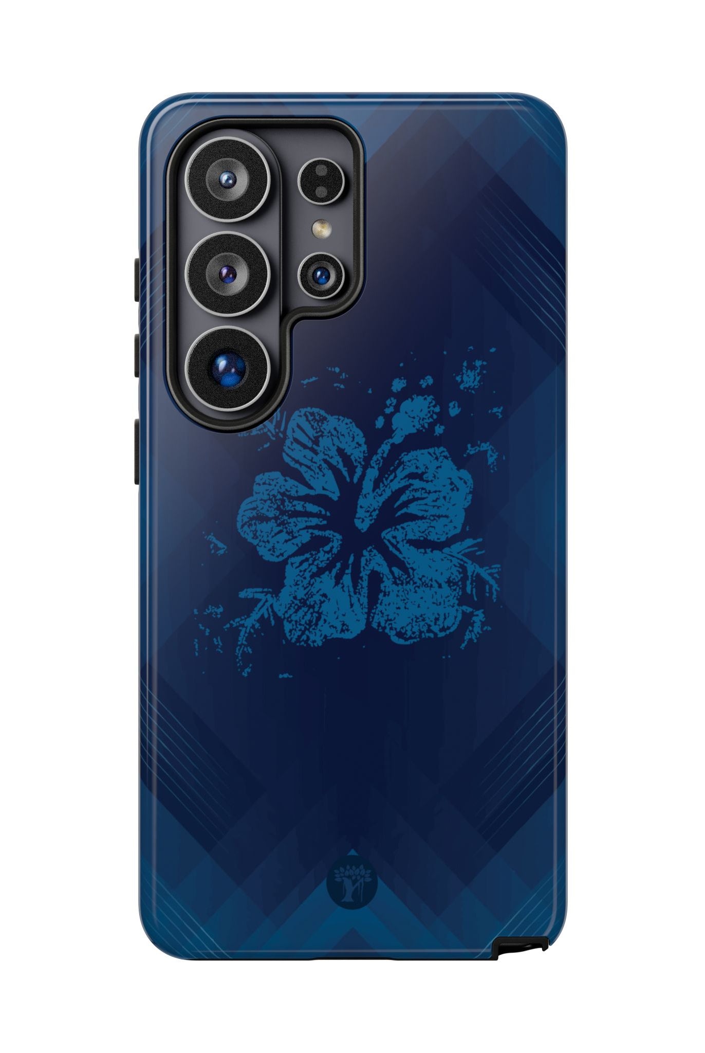 Kikokiko Lehua Tough Samsung Galaxy Case Samsung Galaxy S26 Ultra Glossy - Hawaiian Navy Blue Geometric Hibiscus Design - The Local Banyan