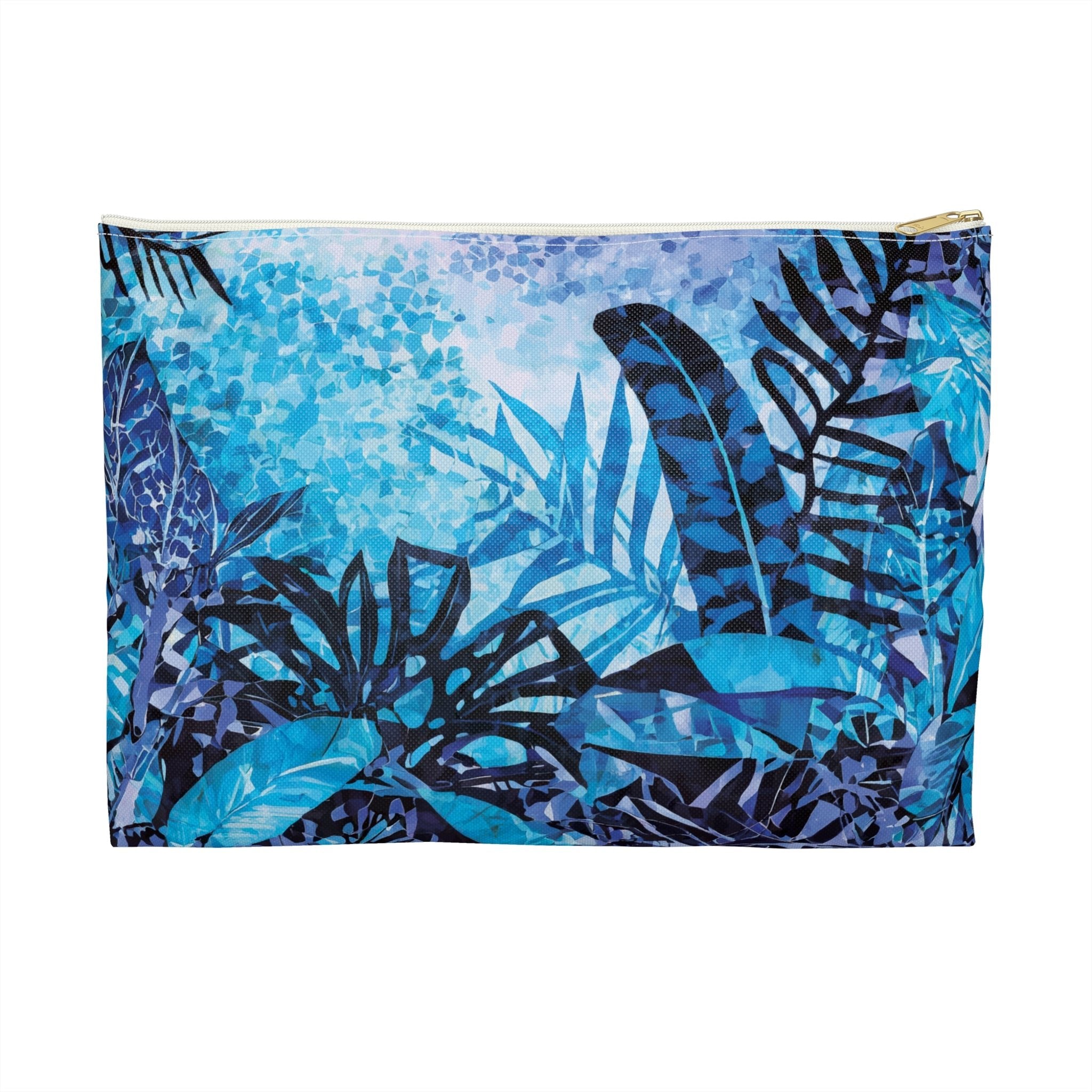Blue Nahele Jungle Travel Pouch Bag Large White zipper The Local Banyan