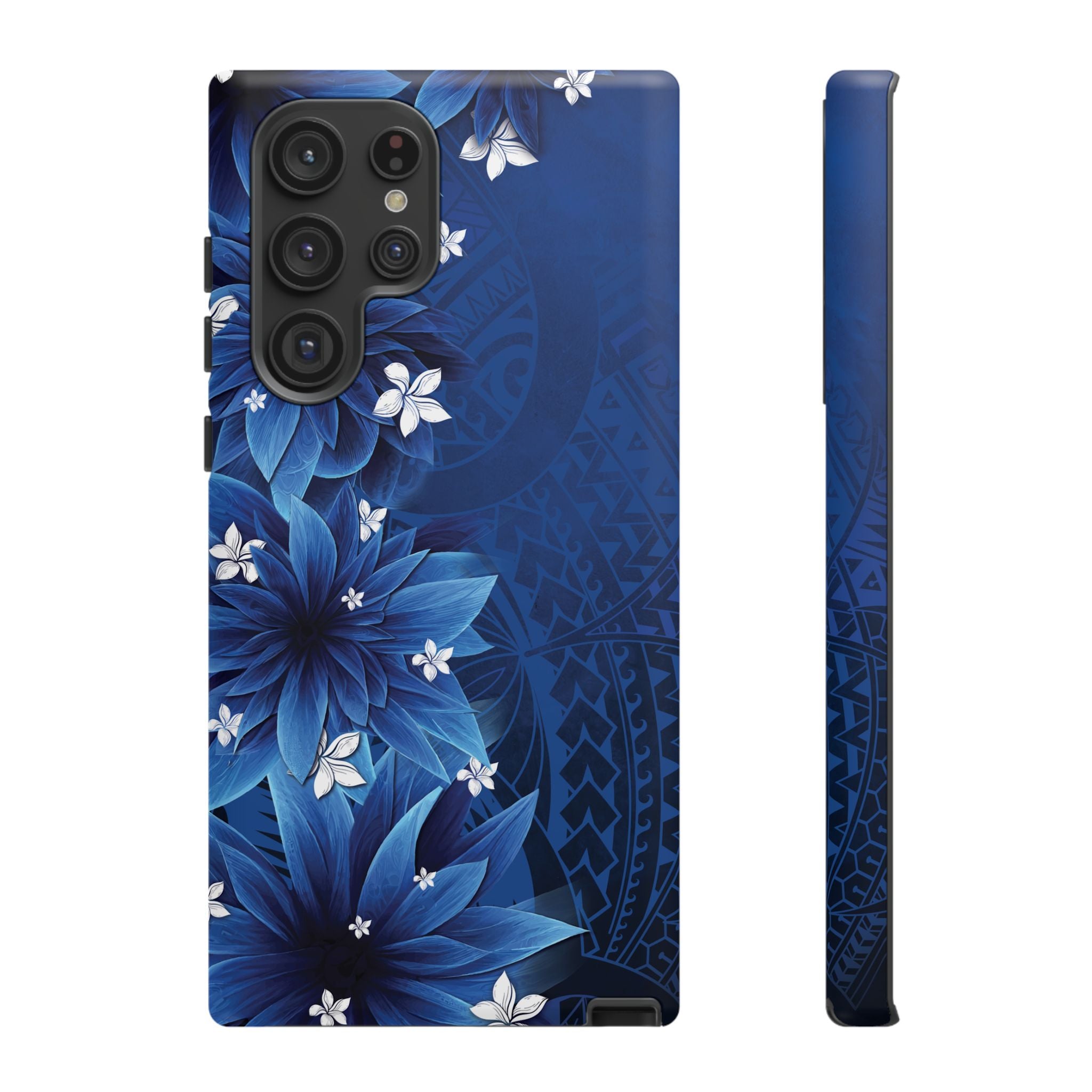 Hoku Pua Tough Samsung Galaxy Case Detail View - Hawaiian Blue Star Flower Polynesian Design Close Up - The Local Banyan