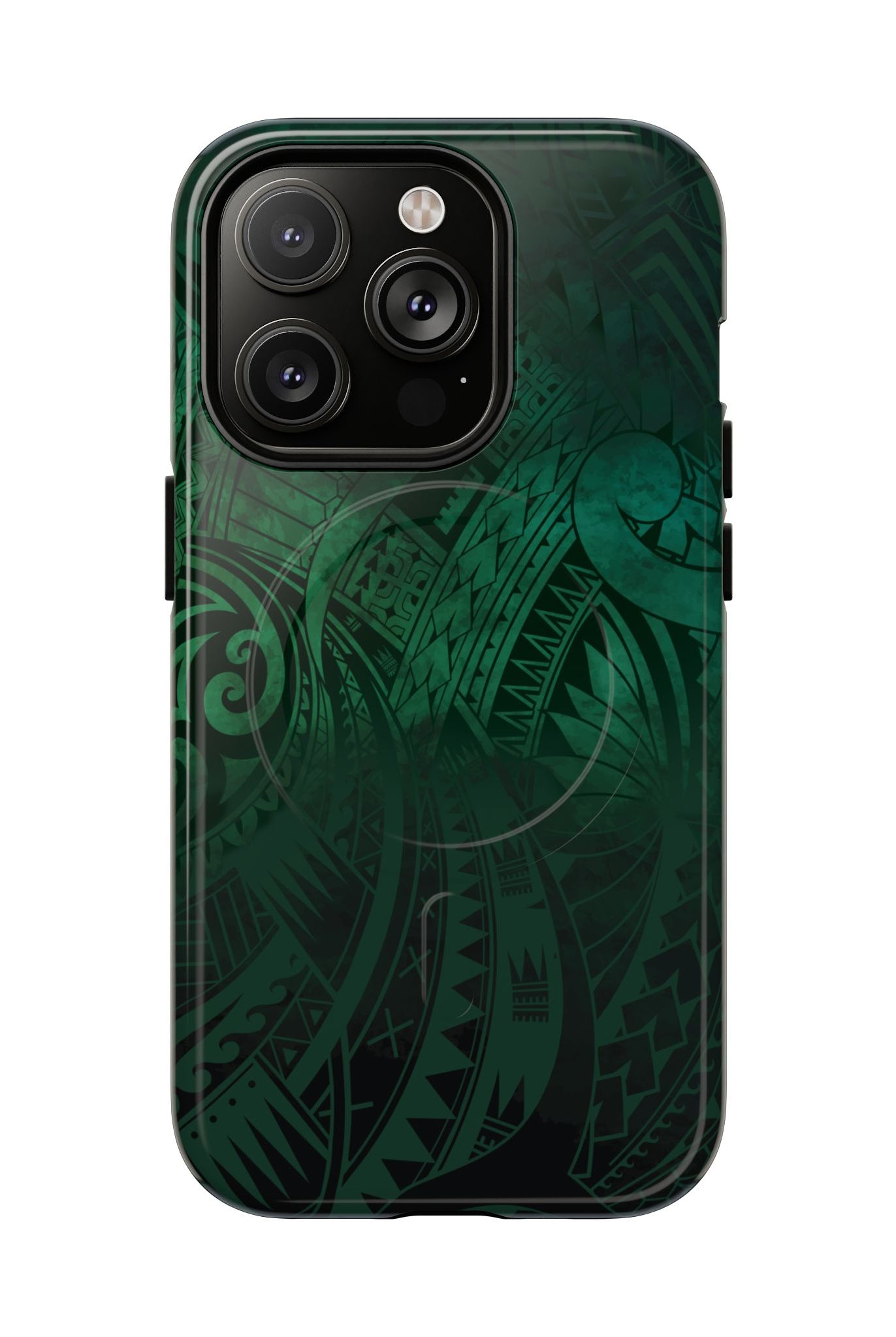 Nahele Spirit MagSafe iPhone Case iPhone 14 Pro Glossy - Hawaiian Forest Green Polynesian Tribal Design - The Local Banyan