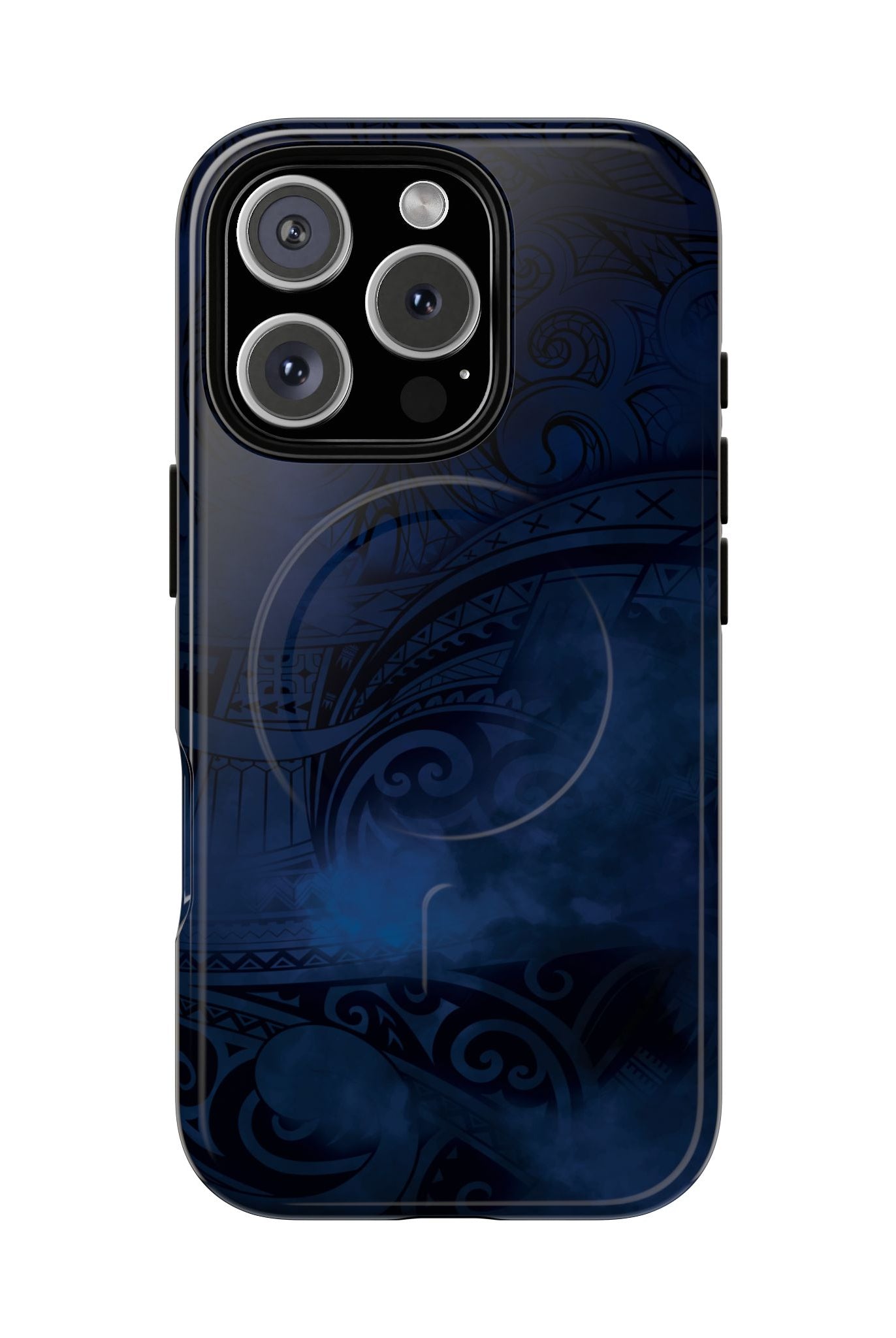 Midnight Essence MagSafe iPhone Case iPhone 16 Pro Glossy - Hawaiian Midnight Navy Polynesian Tribal Design - The Local Banyan