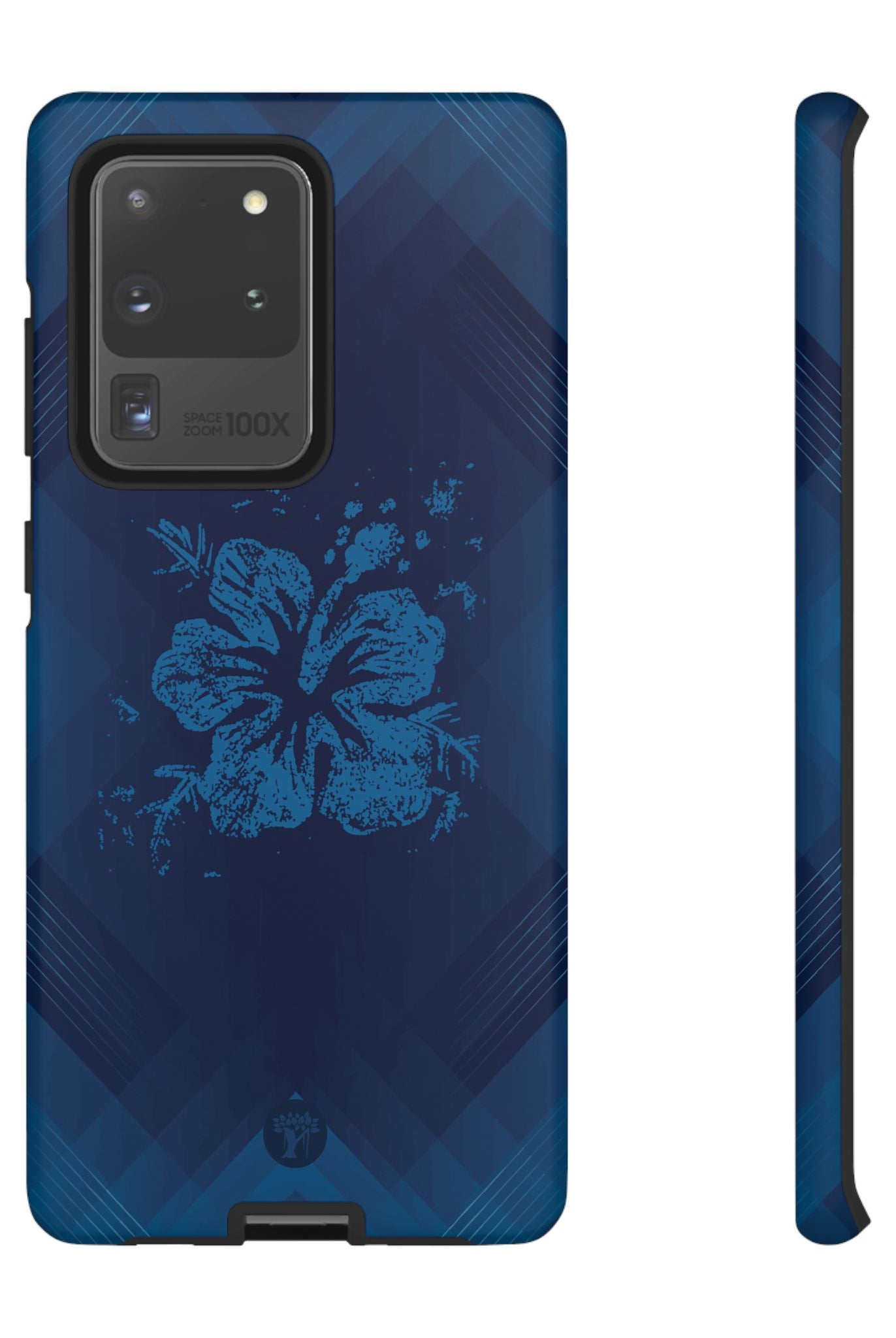 Kikokiko Lehua Tough Samsung Galaxy Case Samsung Galaxy S20 Ultra Matte - Hawaiian Navy Blue Geometric Hibiscus Design - The Local Banyan