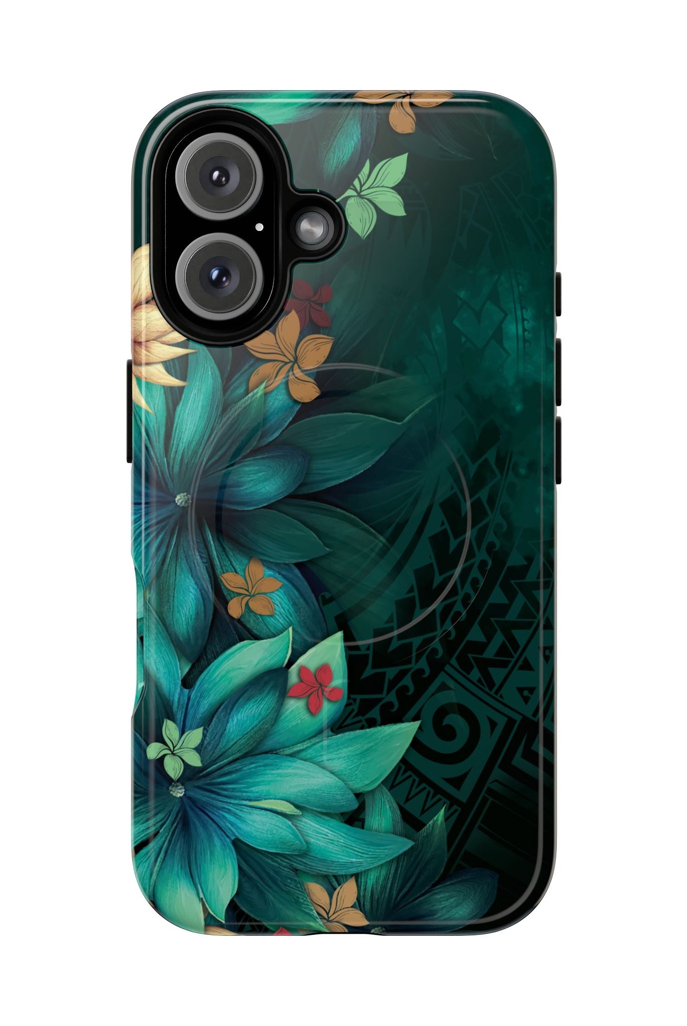 Aloha Whispers MagSafe iPhone Case iPhone 16 Glossy - Hawaiian Abstract Green Floral Polynesian Design - The Local Banyan