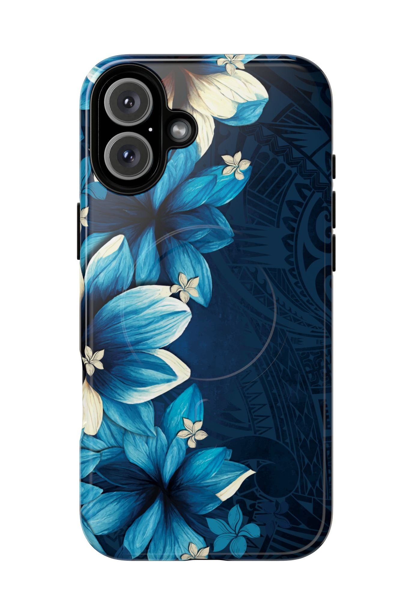 Leilani Nights MagSafe iPhone Case iPhone 16 Plus Glossy - Hawaiian Dark Blue Floral Polynesian Design - The Local Banyan