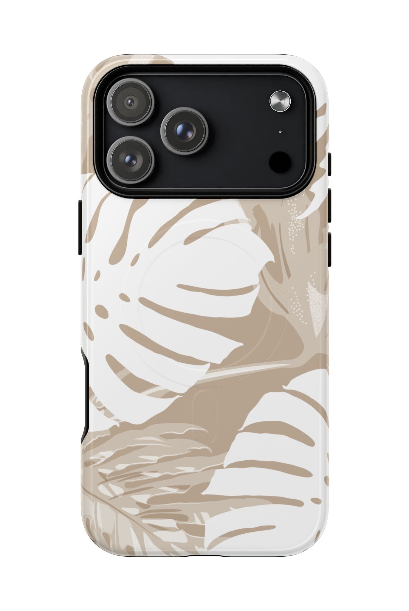 Woman holding Exotic Monstera MagSafe iPhone Case - Hawaiian Tropical Monstera Botanical Neutral Design - The Local Banyan