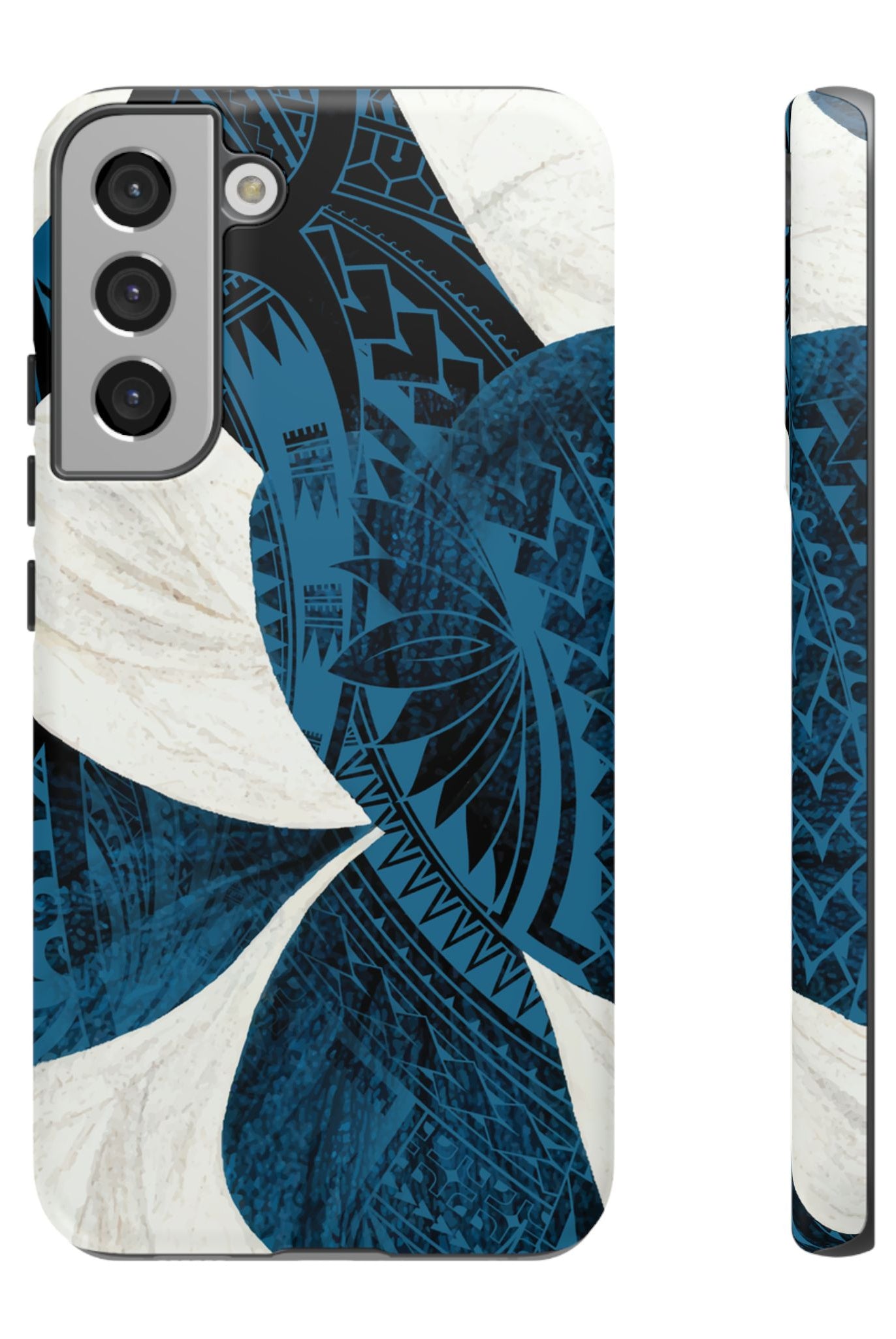 Hana Breeze Tough Samsung Galaxy Case Samsung Galaxy S22 Plus Matte - Hawaiian Blue Plumeria Polynesian Botanical Design - The Local Banyan