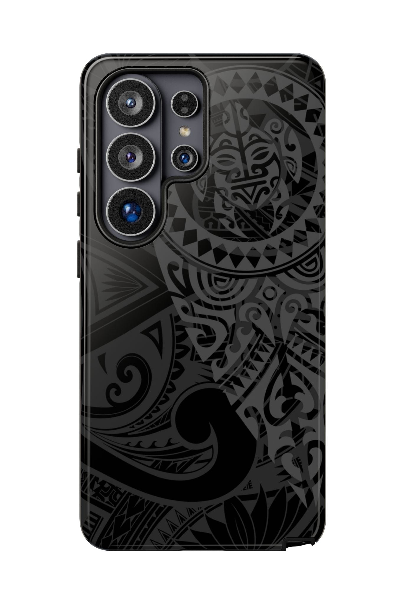 Tribal Guardian Tough Samsung Galaxy Case Samsung Galaxy S26 Ultra Glossy - Hawaiian Black on Black Polynesian Tribal Design - The Local Banyan
