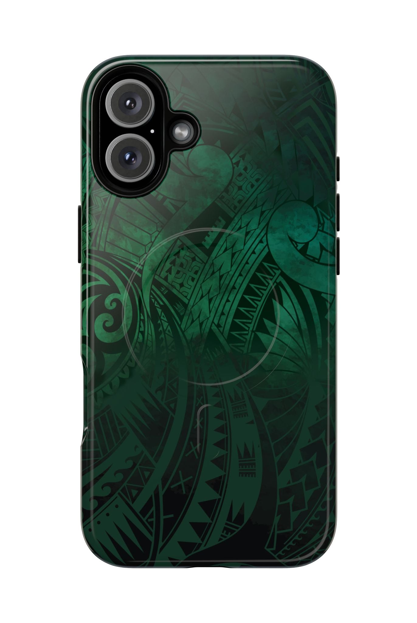 Nahele Spirit MagSafe iPhone Case iPhone 16 Plus Glossy - Hawaiian Forest Green Polynesian Tribal Design - The Local Banyan