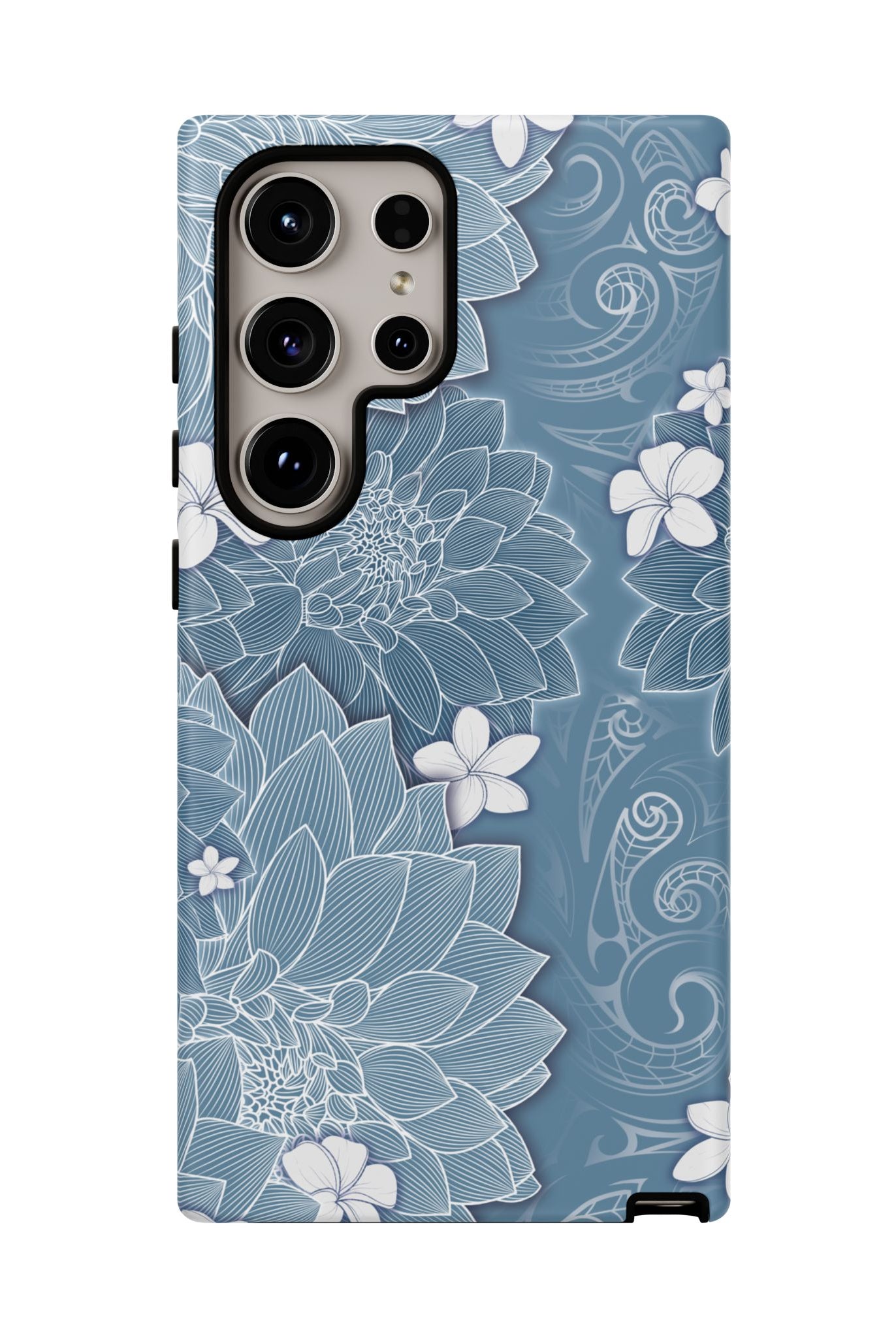 Pua La Tough Samsung Galaxy Case Detail View - Hawaiian Golden Hibiscus Sun Flower Sapphire Design Close Up - The Local Banyan