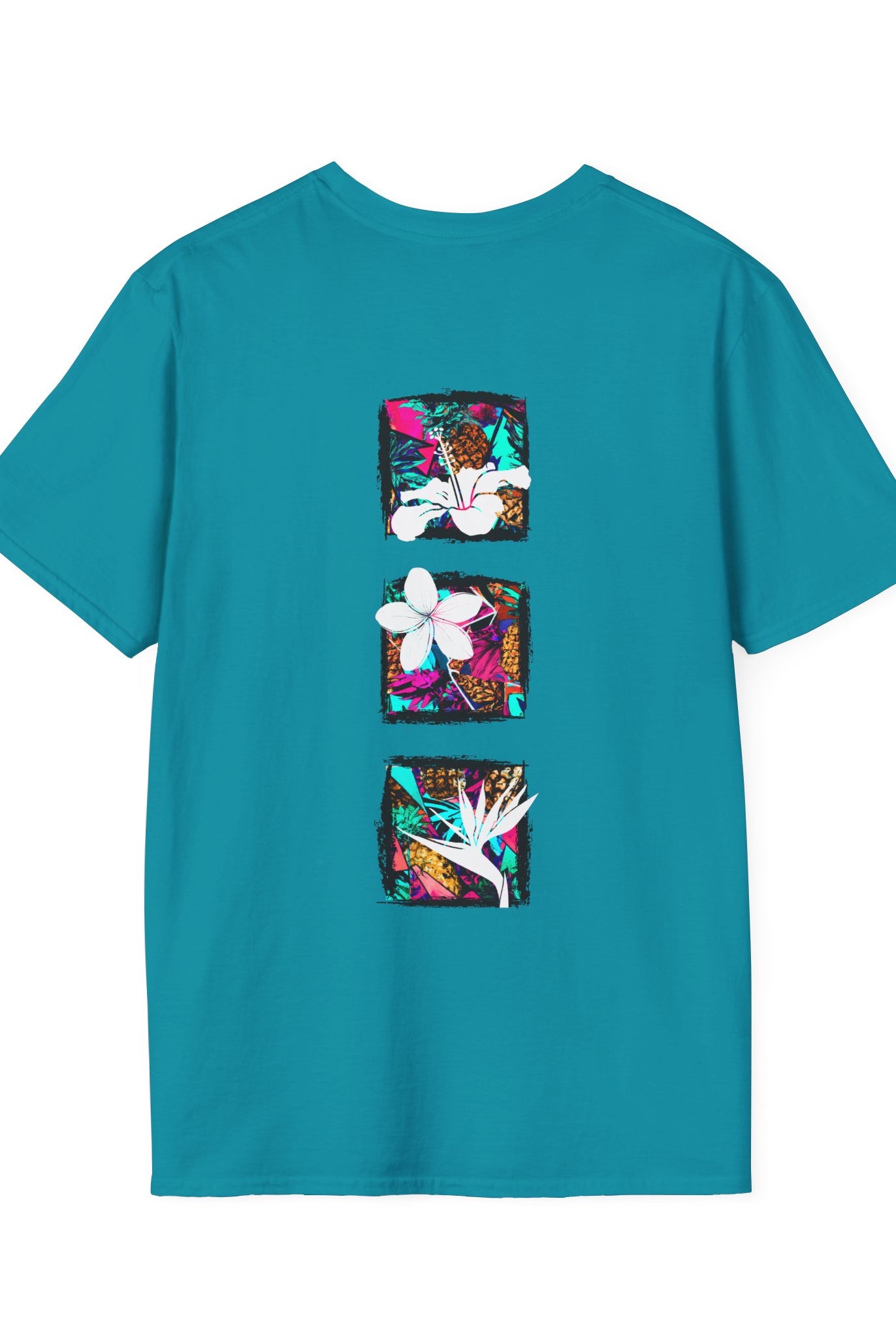 Pineapple Blossom Triad Soft Style Tee T-Shirt Tropical Blue S