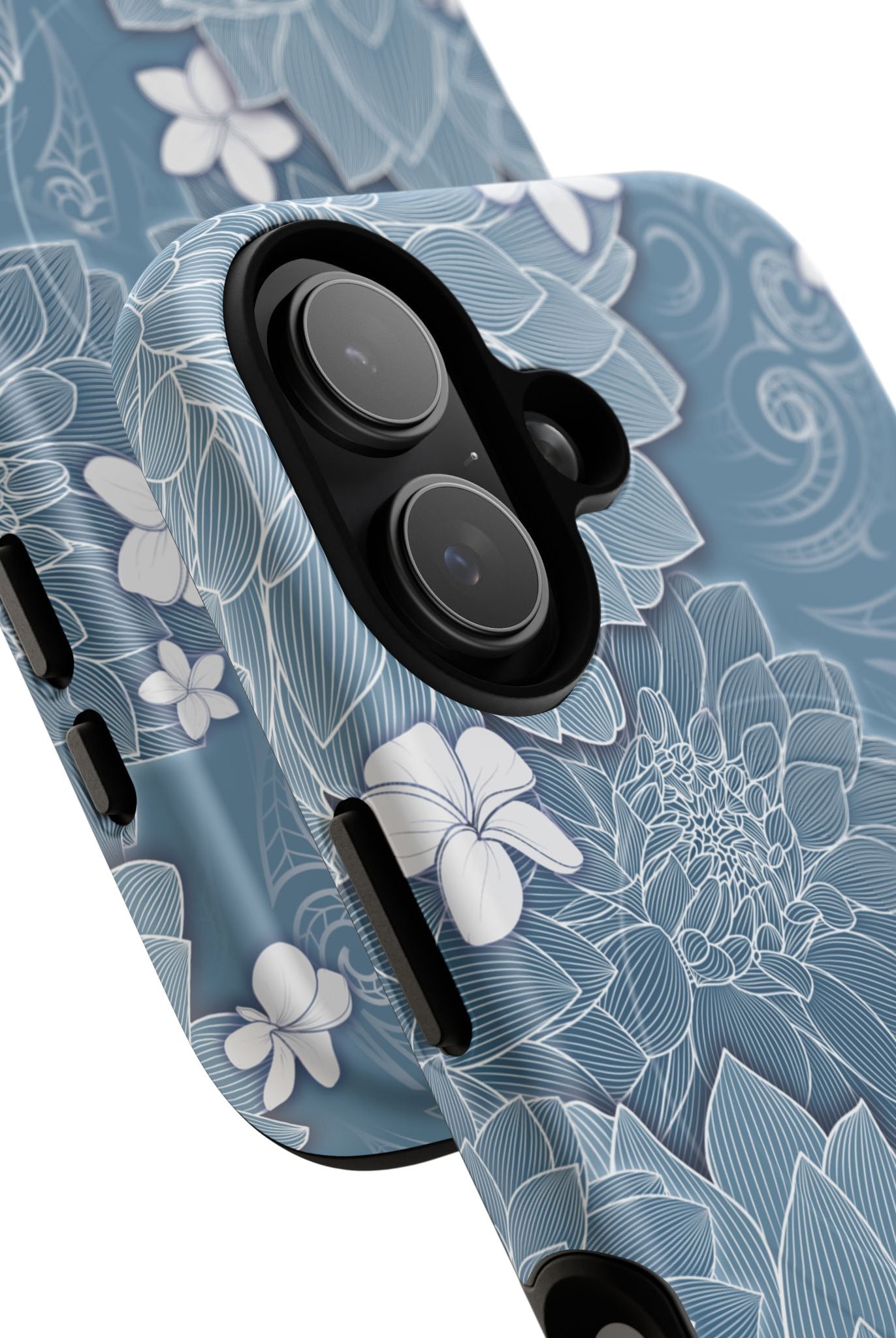 Pua La MagSafe iPhone Case Detail View - Hawaiian Golden Hibiscus Sun Flower Sapphire Design Close Up - The Local Banyan