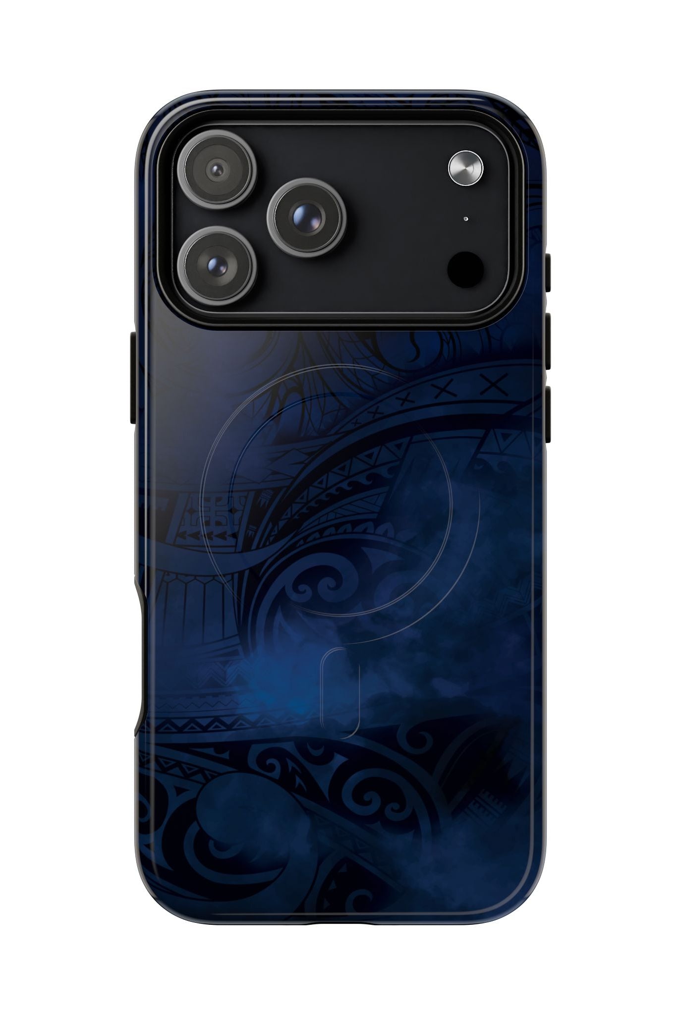 Midnight Essence MagSafe iPhone Case iPhone 17 Pro Max Glossy - Hawaiian Midnight Navy Polynesian Tribal Design - The Local Banyan