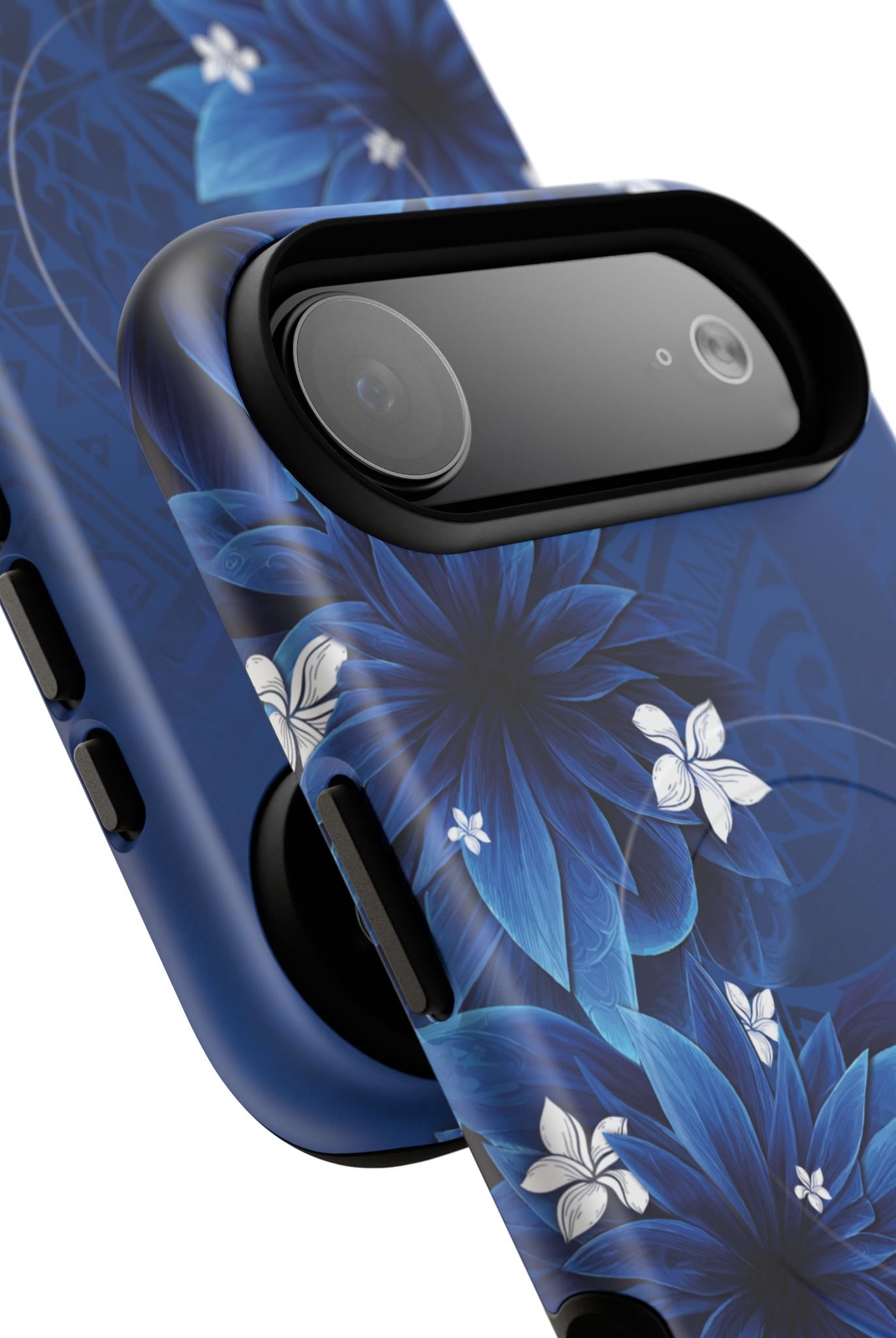 Hoku Pua MagSafe iPhone Case Detail View - Hawaiian Blue Star Flower Polynesian Design Close Up - The Local Banyan