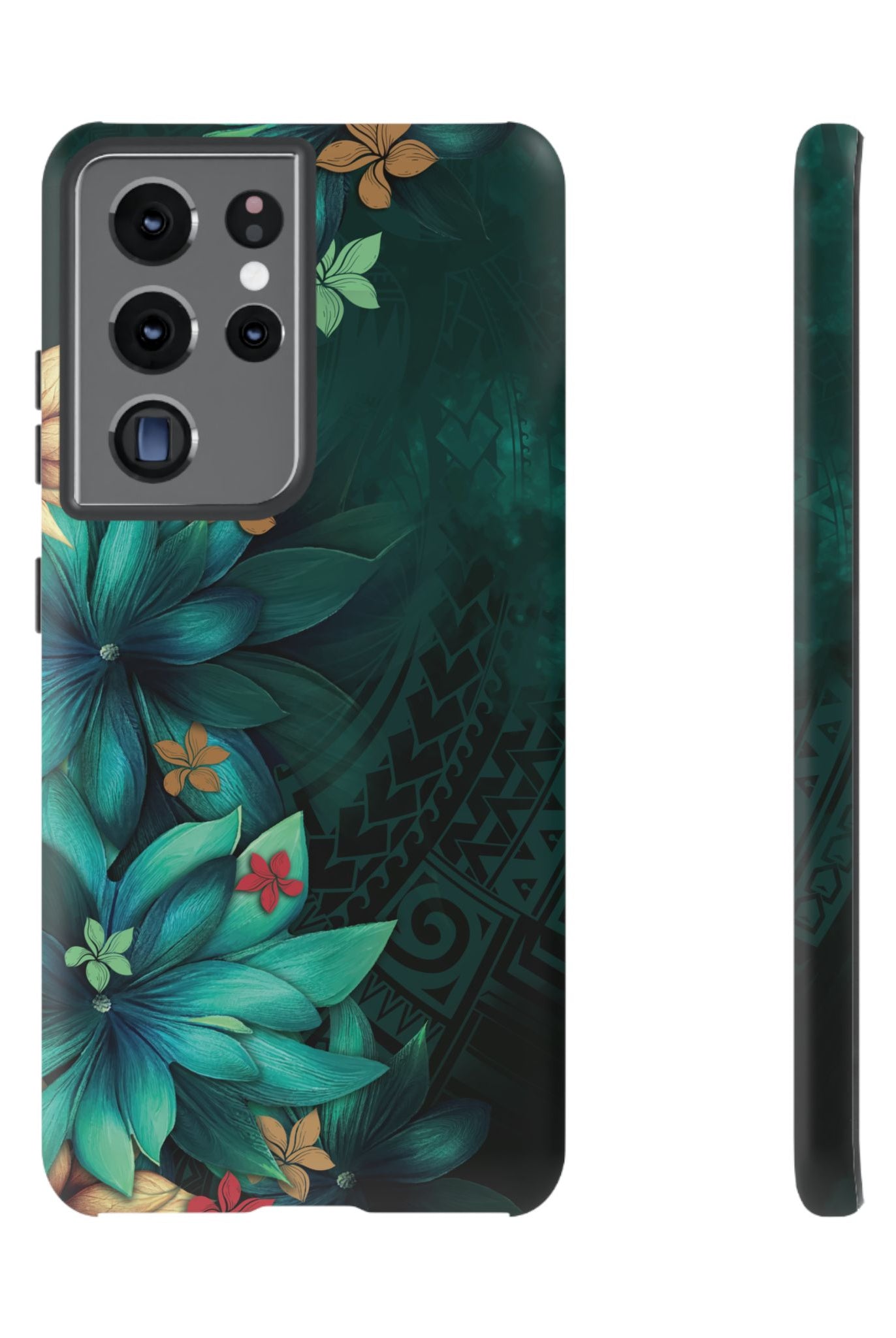 Aloha Whispers Tough Samsung Galaxy Case Samsung Galaxy S21 Ultra Matte - Hawaiian Abstract Green Floral Polynesian Design - The Local Banyan