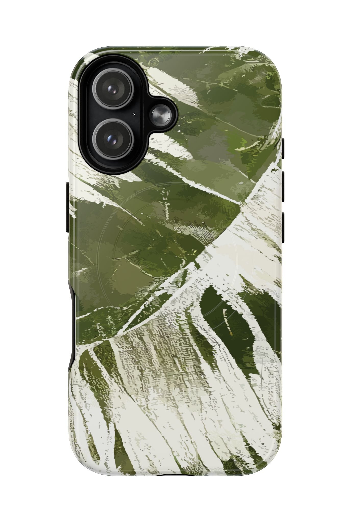 Island Breeze MagSafe iPhone Case iPhone 17 Glossy - Hawaiian Palm Leaf Olive Green Botanical Design - The Local Banyan